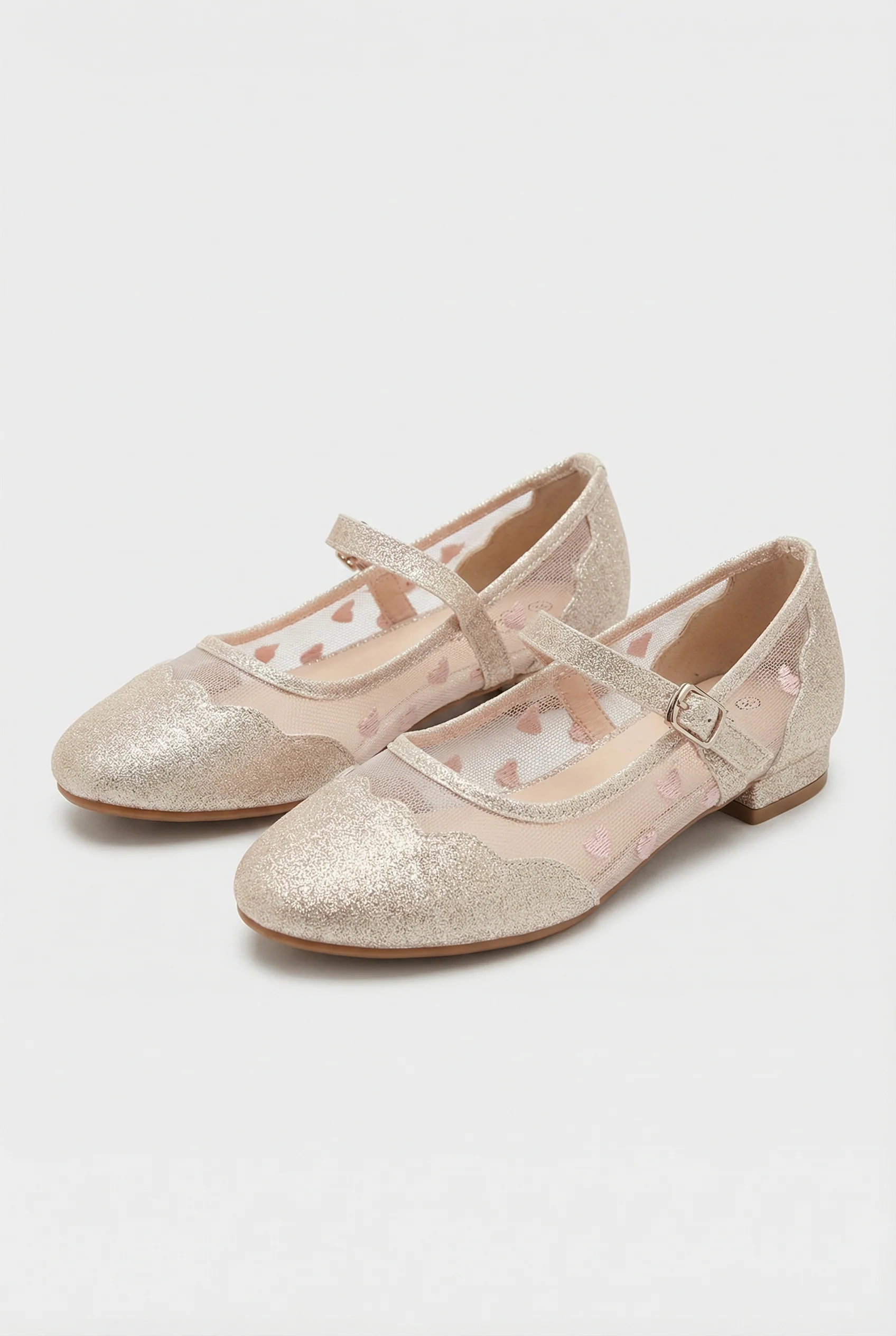 Girls Heart Mesh Mary Jane Flat Shoes - Julianna Pink - Image 3