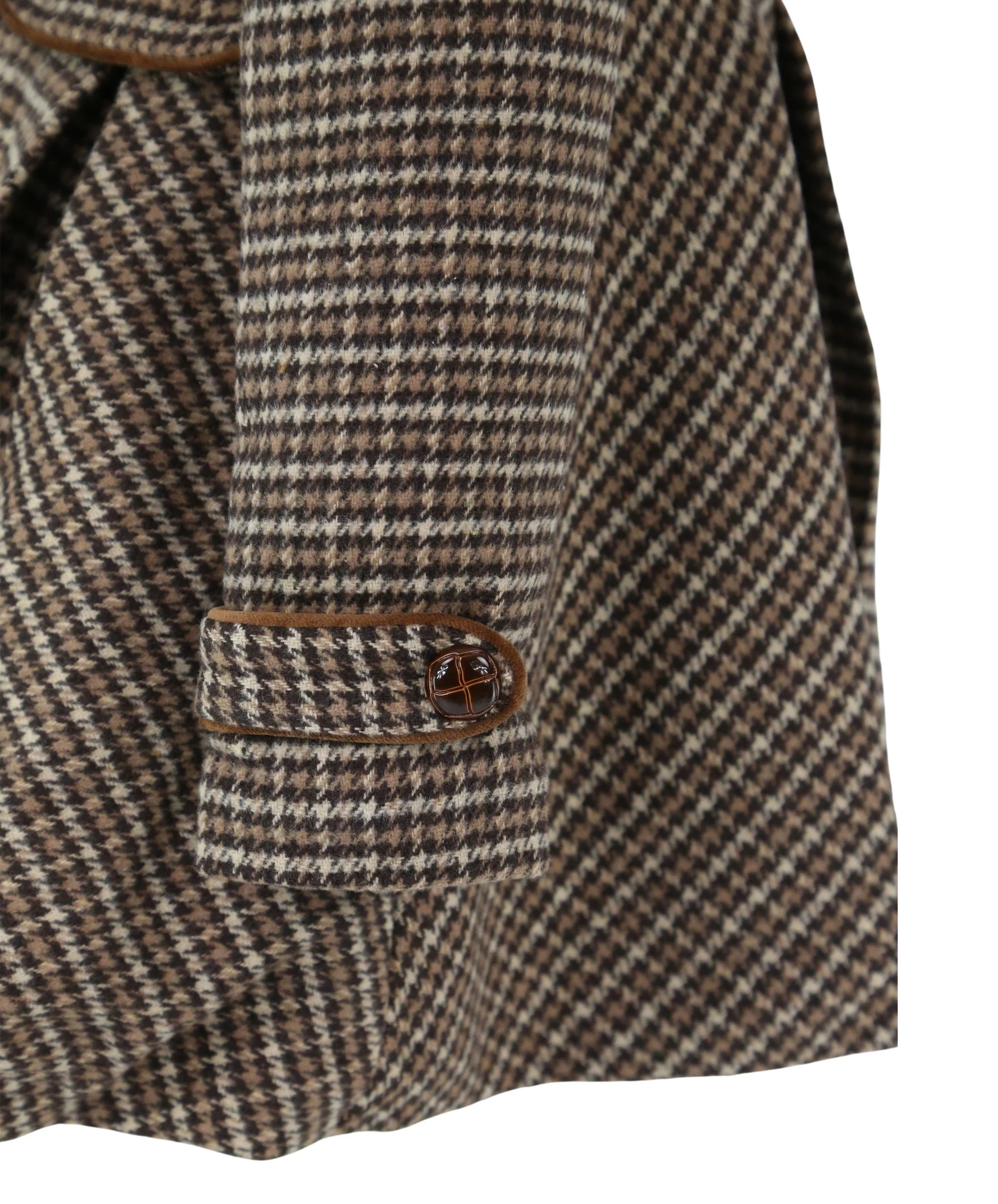 Girls Houndstooth Brown Coat & Beret Set - Brown - Image 7
