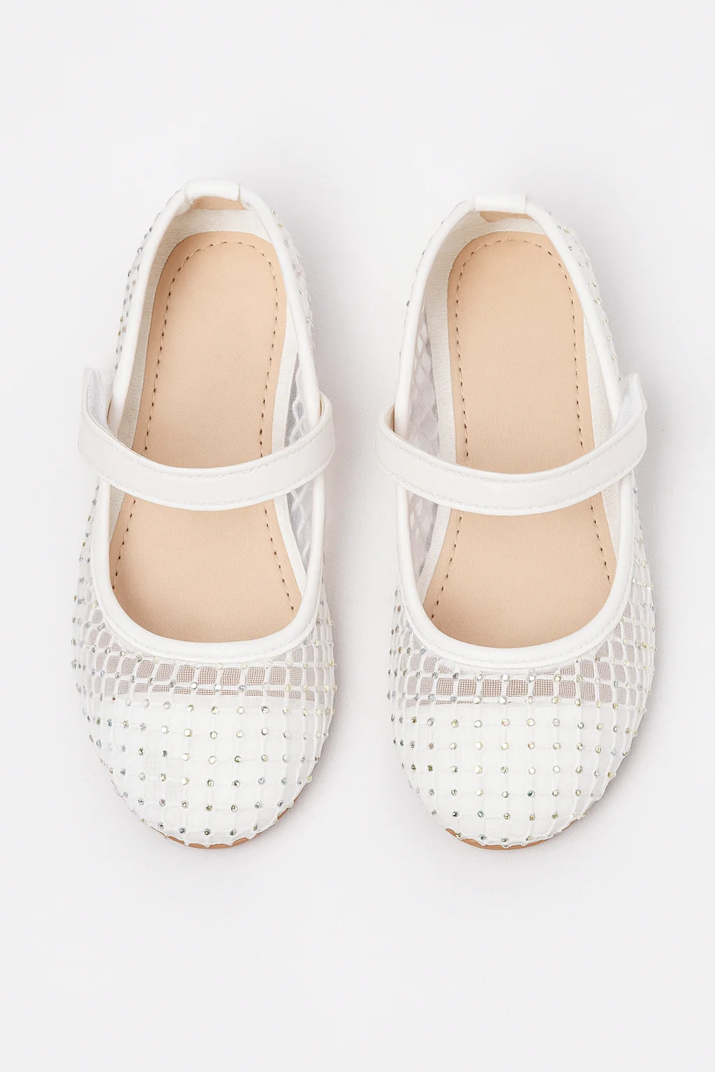Girls Ivory Mesh Mary Jane Ballerina Flats - FREYA - Image 2