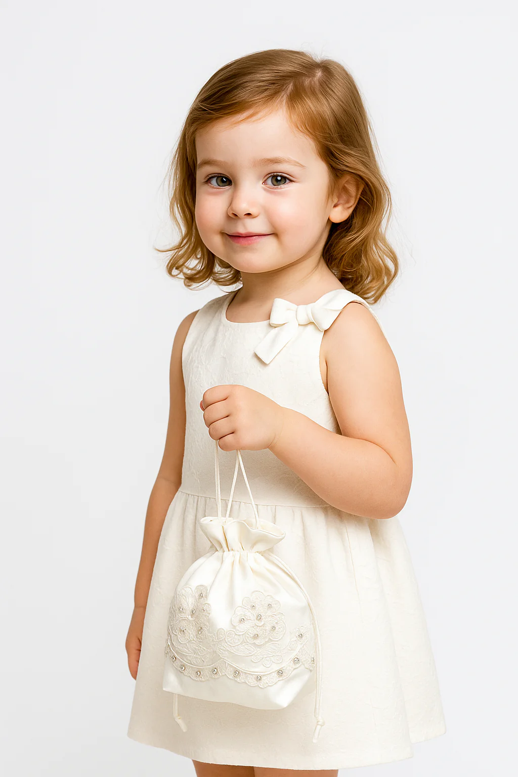 Girls Lace and Beads Dolly Bag – MB1903 - Ivory