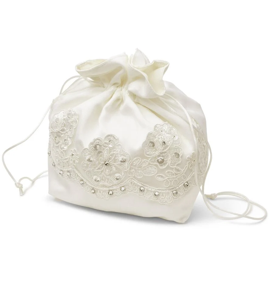 Girls Lace and Beads Dolly Bag – MB1903 - Ivory - Image 2