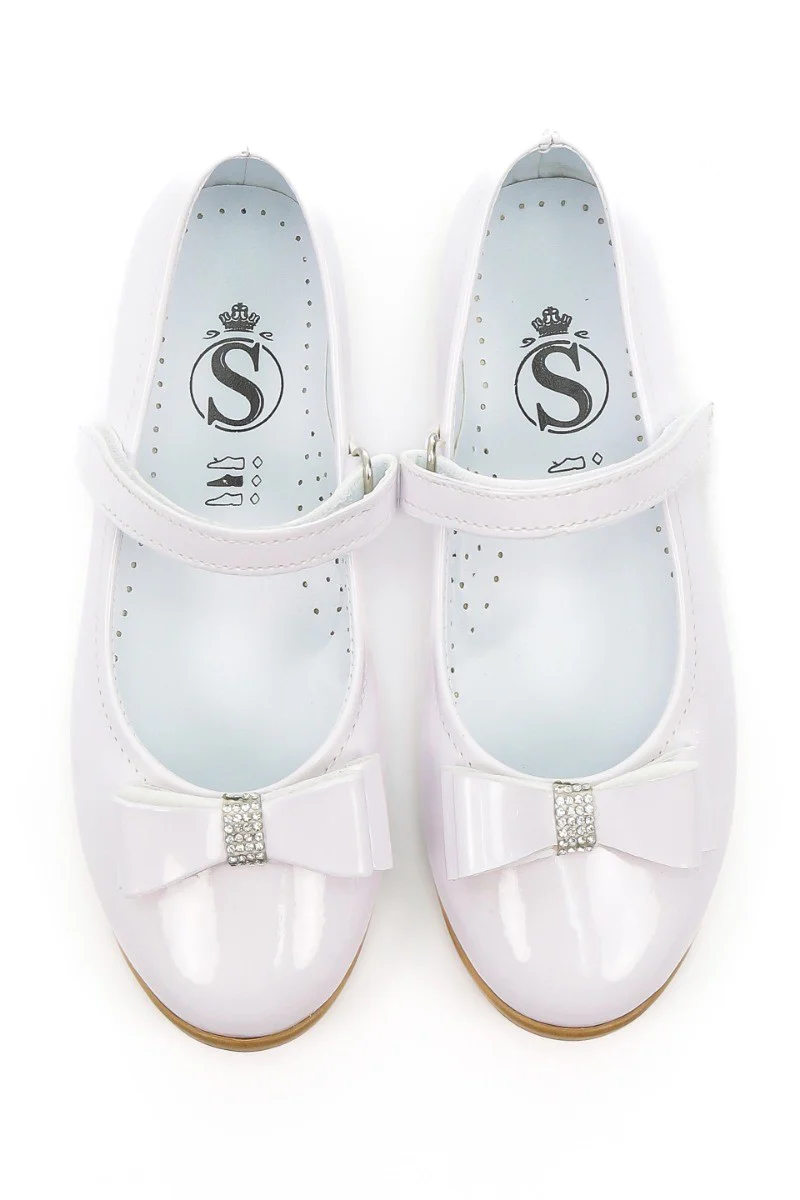 Girls Mary Jane Flat Patent Dress Shoes - LAYLA - White - Image 3