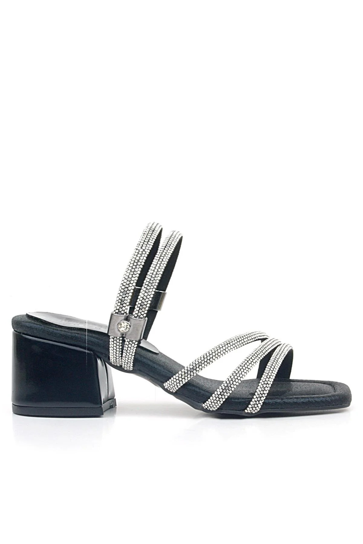 Girls Metallic Strappy Block Heel Sandals - Judy - Black - Image 3