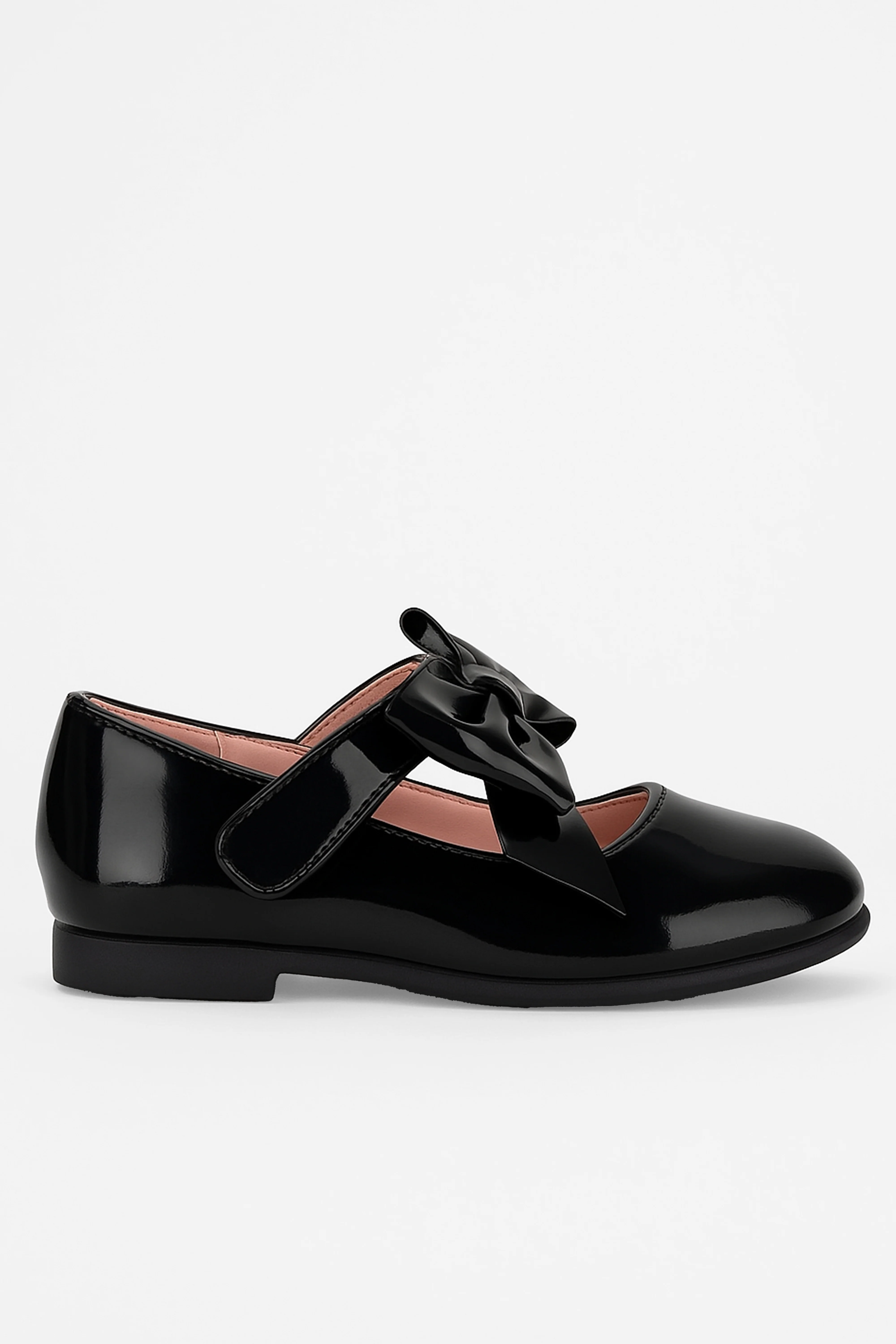 Girls Patent Bow Velcro Flat Mary Jane Shoes - AMIRA - Black - Image 5