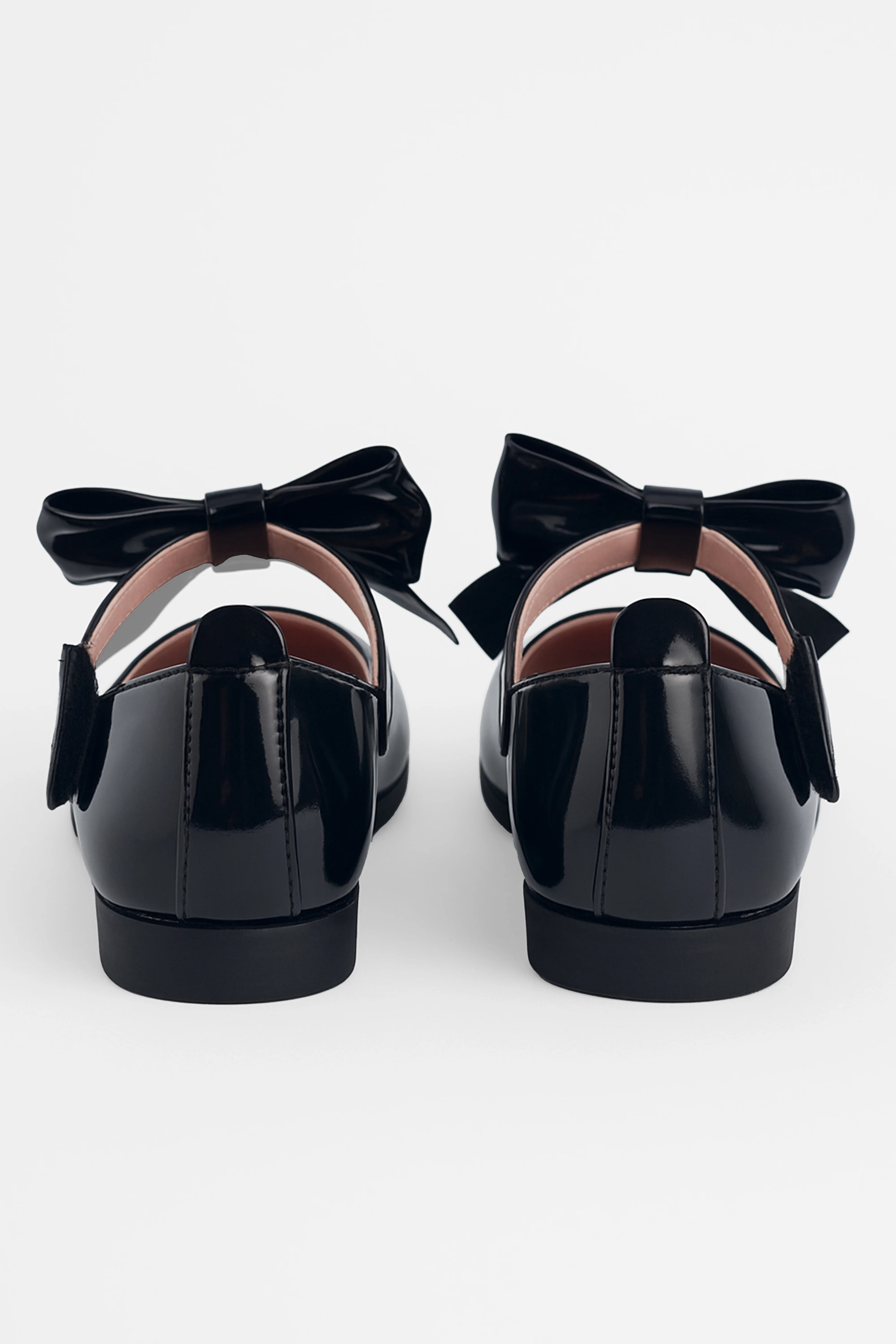 Girls Patent Bow Velcro Flat Mary Jane Shoes - AMIRA - Black - Image 6