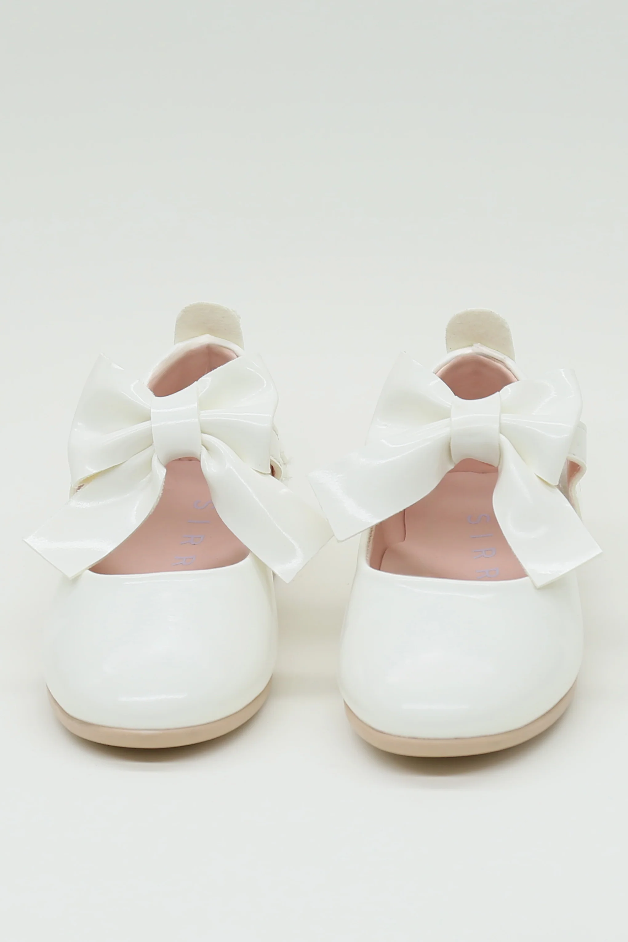 Girls Patent Bow Velcro Flat Mary Jane Shoes - AMIRA - White - Image 4