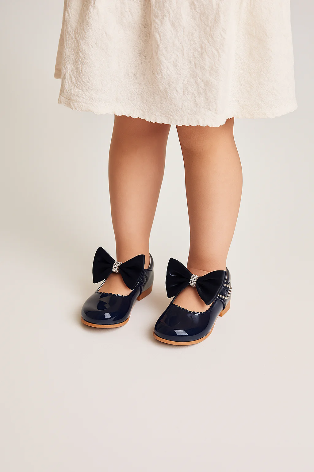 Girls Rhinestone Mary Jane Shoes with Bow – ZURI - Navy Blue - Image 4