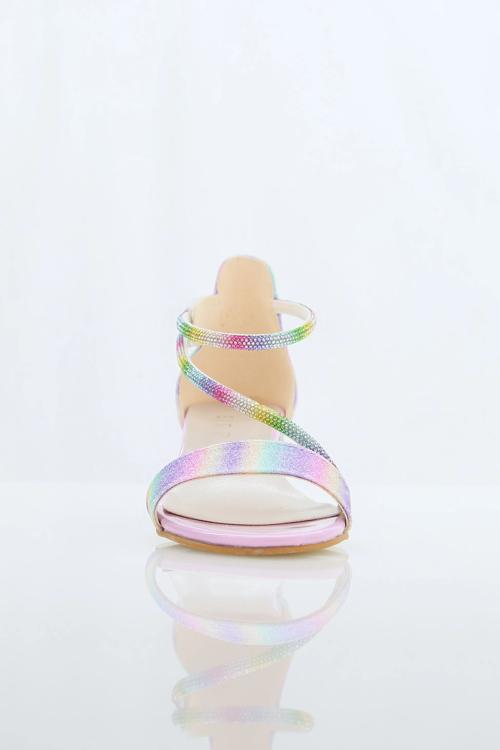 Girls Block Heel Sandals with Rhinestone Crossover Straps - DAZZLE - Multicolour - Image 4