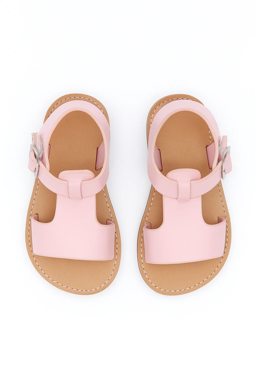 Little Girls’ T-Bar Sandal Shoes with Buckle Closure - WYATT - Pink - Image 2