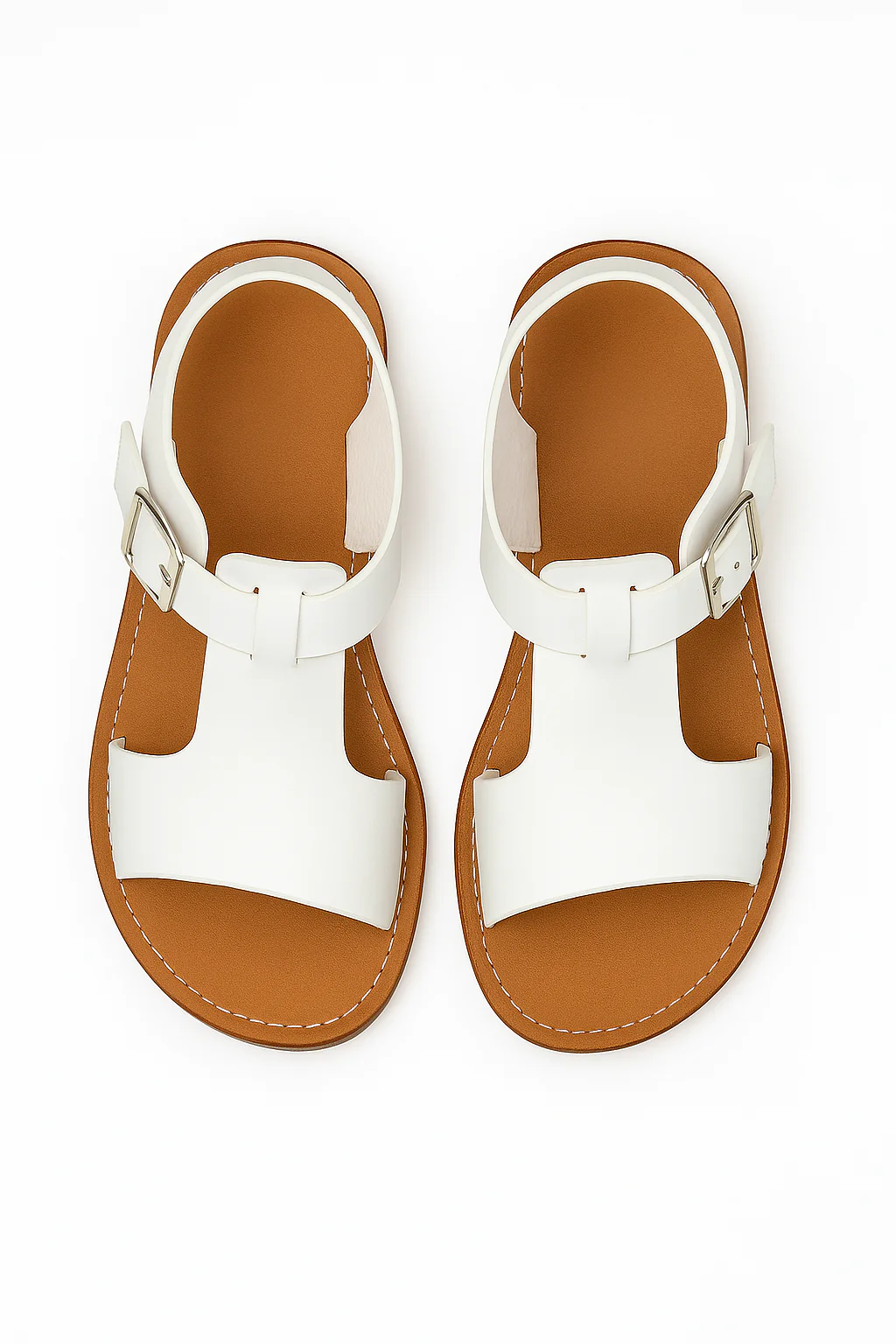 Little Girls’ T-Bar Sandal Shoes with Buckle Closure - WYATT - White - Image 2