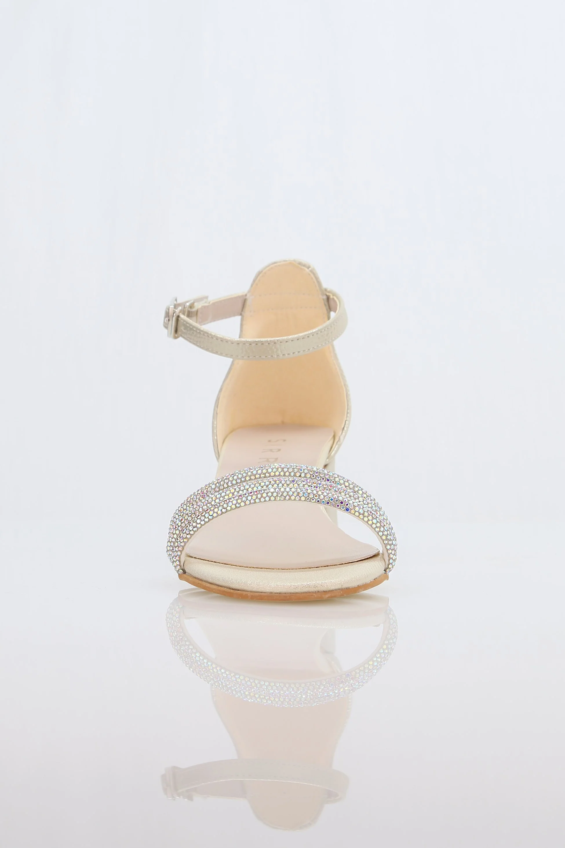 Girls' Textured Block-Heel Sandals with Rhinestone Straps - TWINKLE - Gold - Image 4
