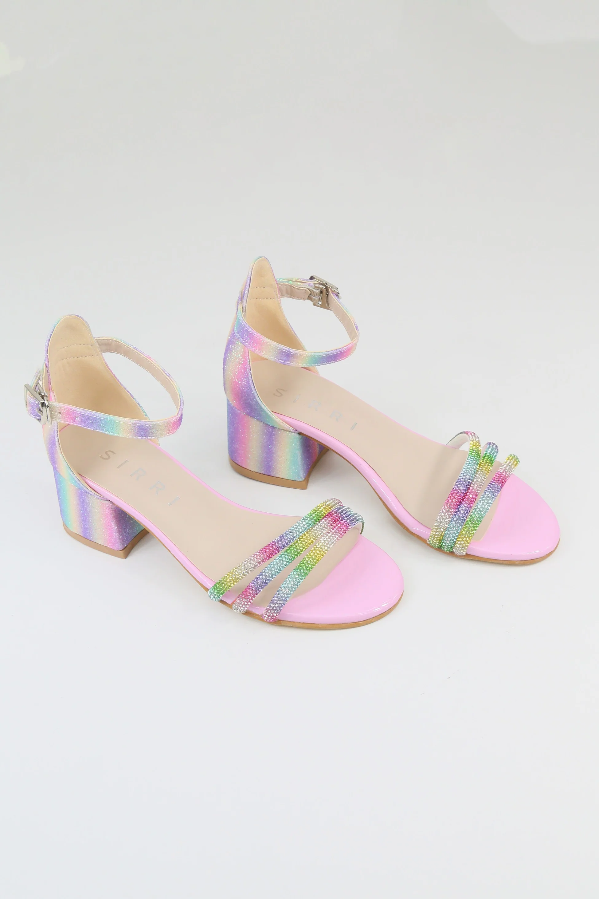 Girls' Textured Block-Heel Sandals with Rhinestone Straps - TWINKLE - Multicolour - Image 4