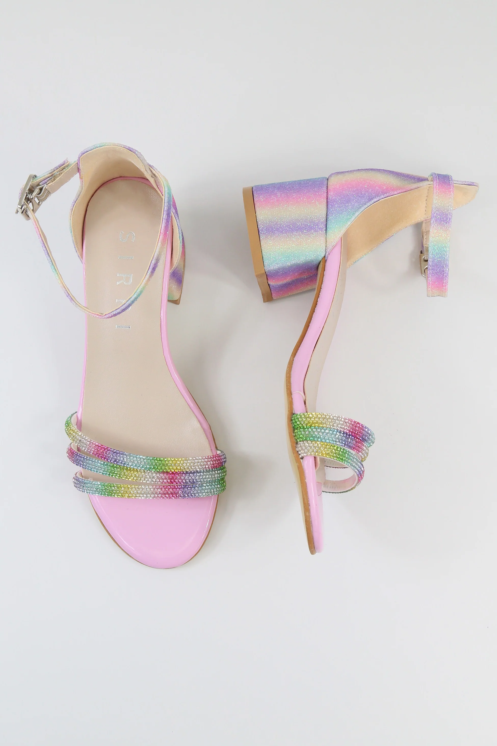 Girls' Textured Block-Heel Sandals with Rhinestone Straps - TWINKLE - Multicolour - Image 5