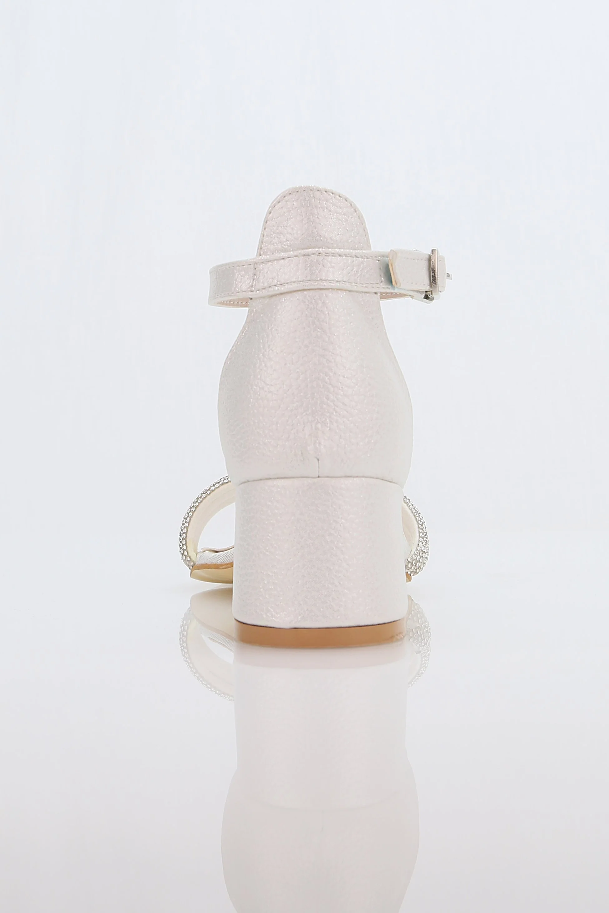 Girls' Textured Block-Heel Sandals with Rhinestone Straps - TWINKLE - White - Image 6