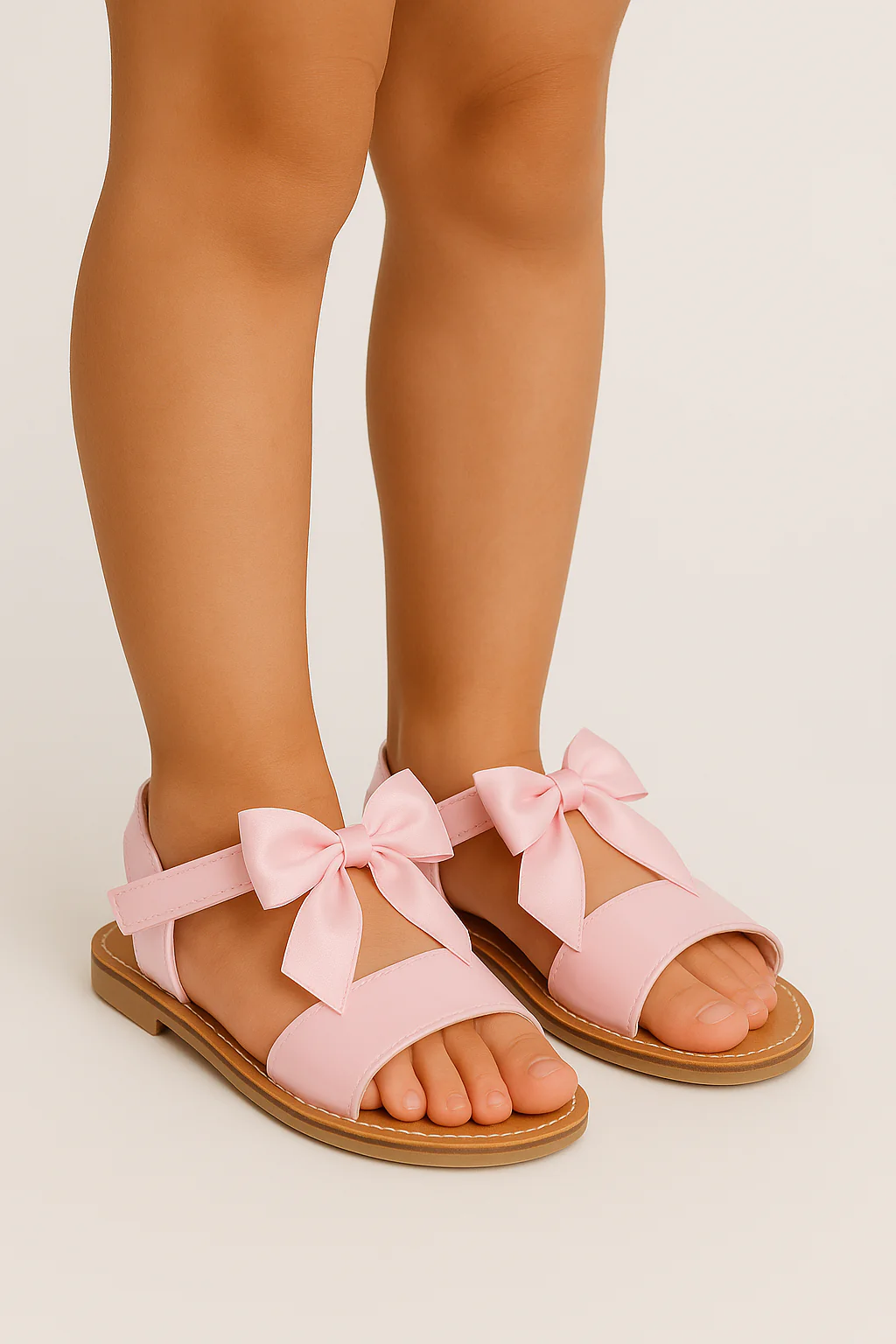 Girls Velcro Patent Bow Sandals - MARTINA - Pink - Image 4
