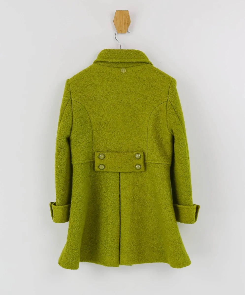 Girls Wool Double-Breasted OverCoat Set - ELIZABETH - Green - Image 5
