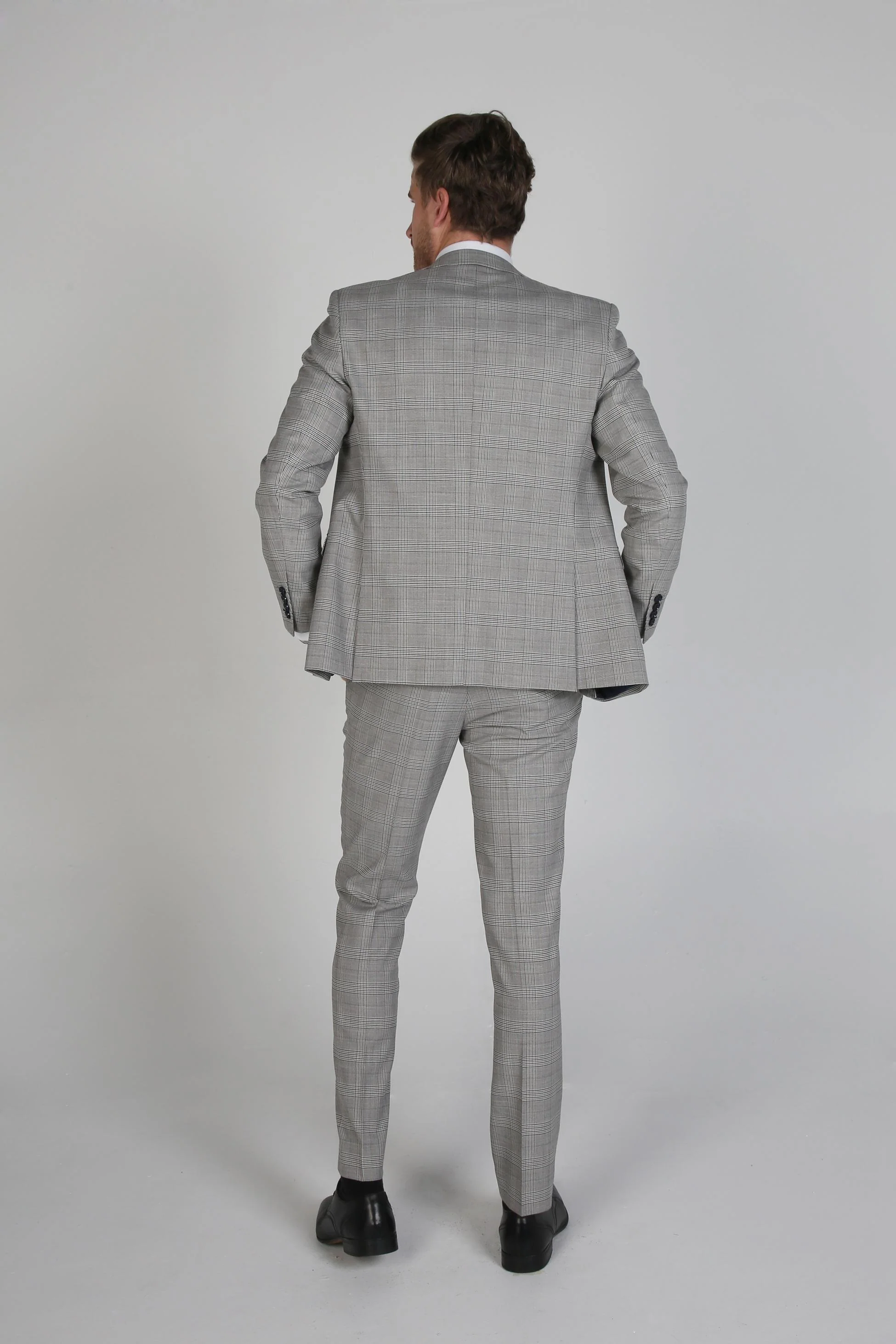 Men's Windowpane Tweed Check Suit Jacket - HUGO - Grey - Image 4
