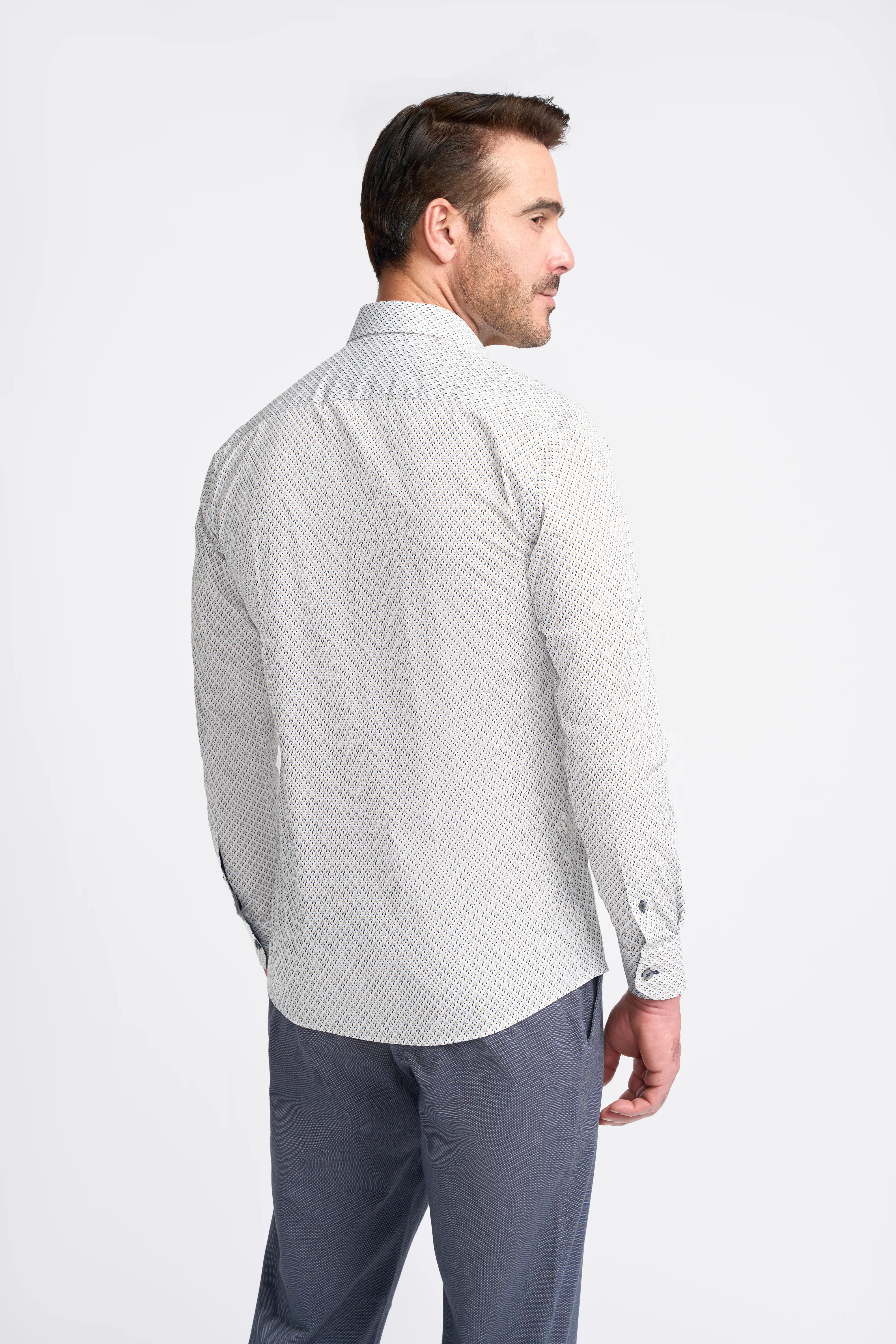 Men’s Cotton White Fleur-de-Lis Print Shirt – ANTHEM - Image 3