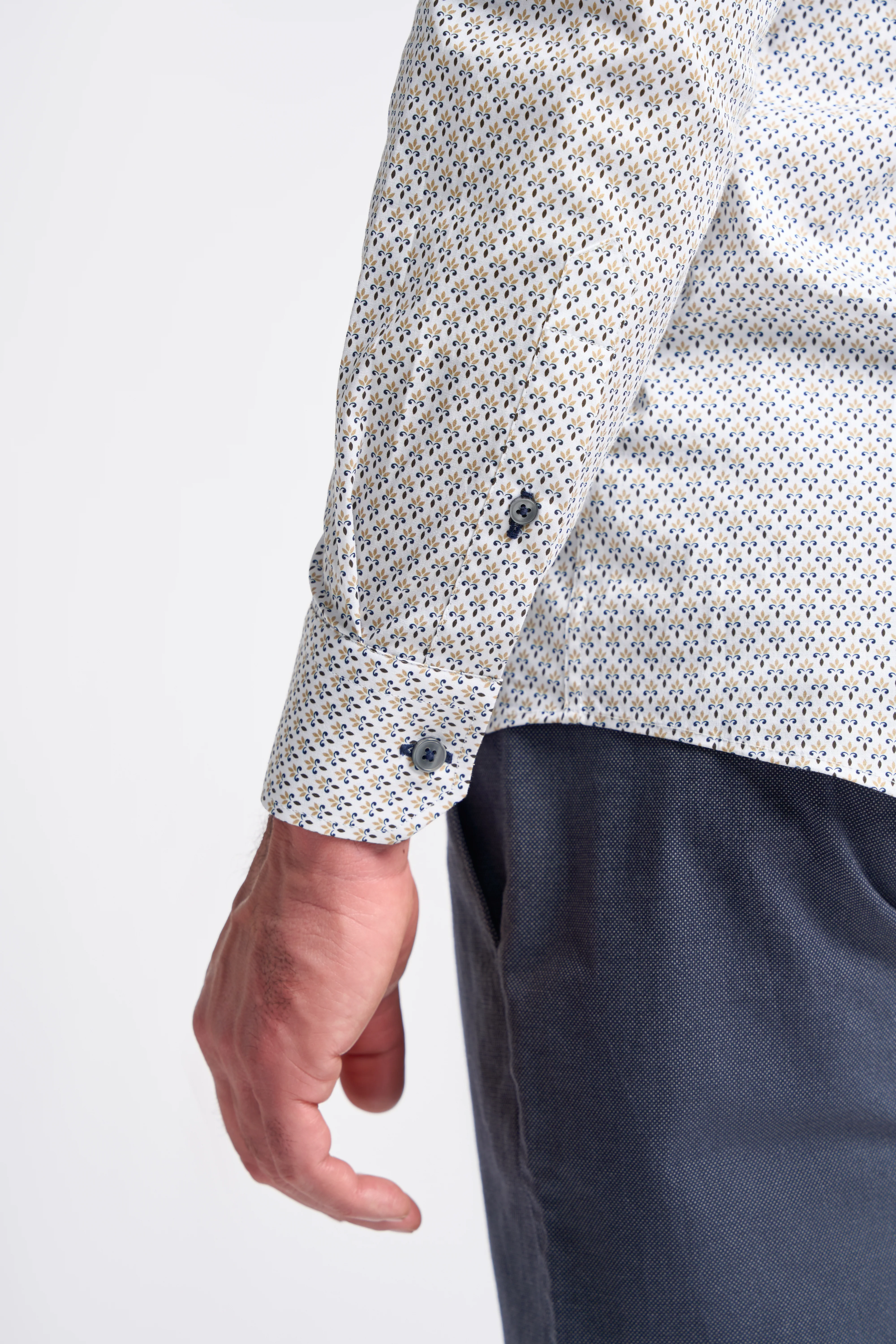 Men’s Cotton White Fleur-de-Lis Print Shirt – ANTHEM - Image 4