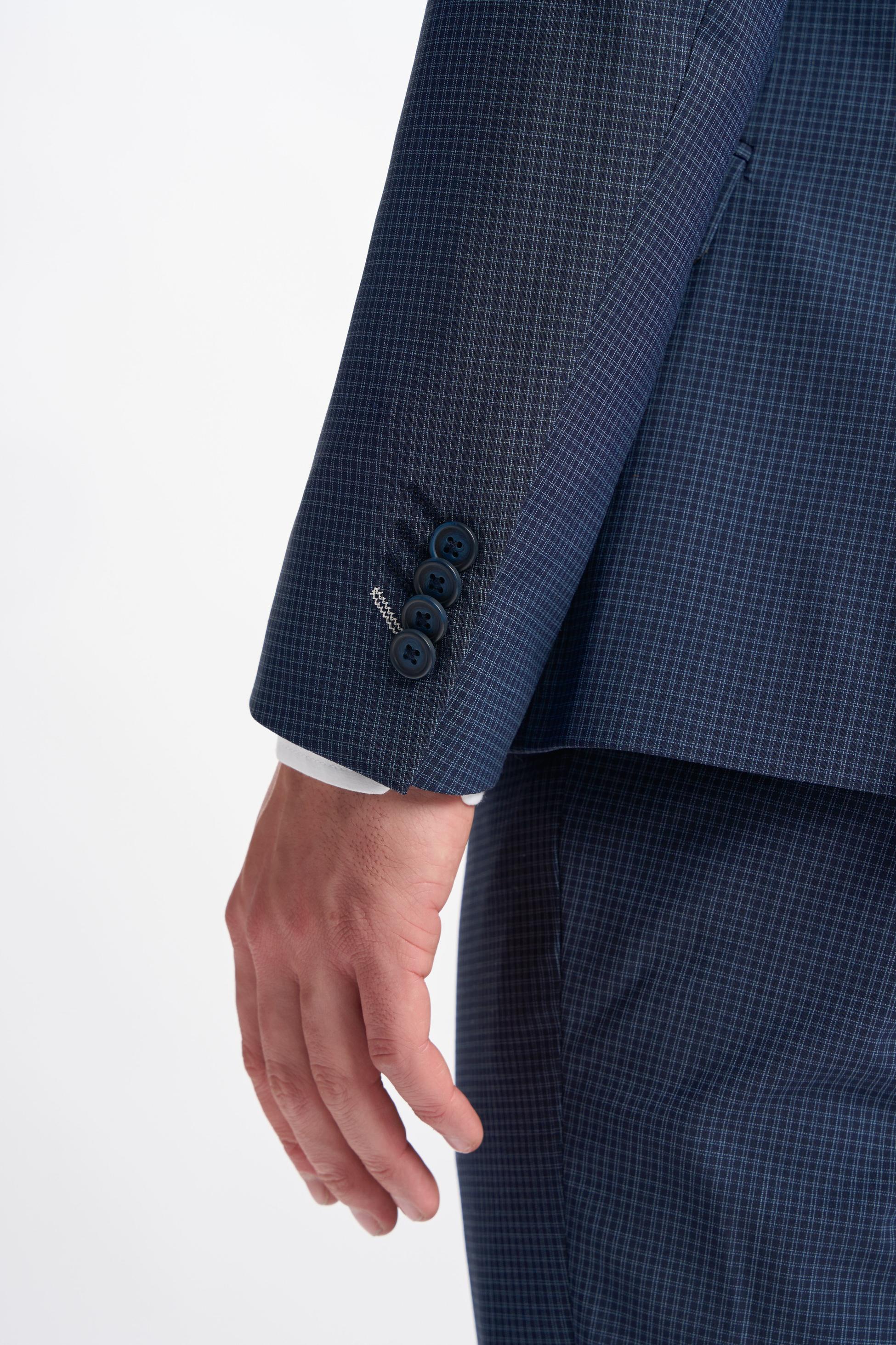 Men’s Double-breasted Check Navy Suit – BOND D/B - Navy Check - Image 5