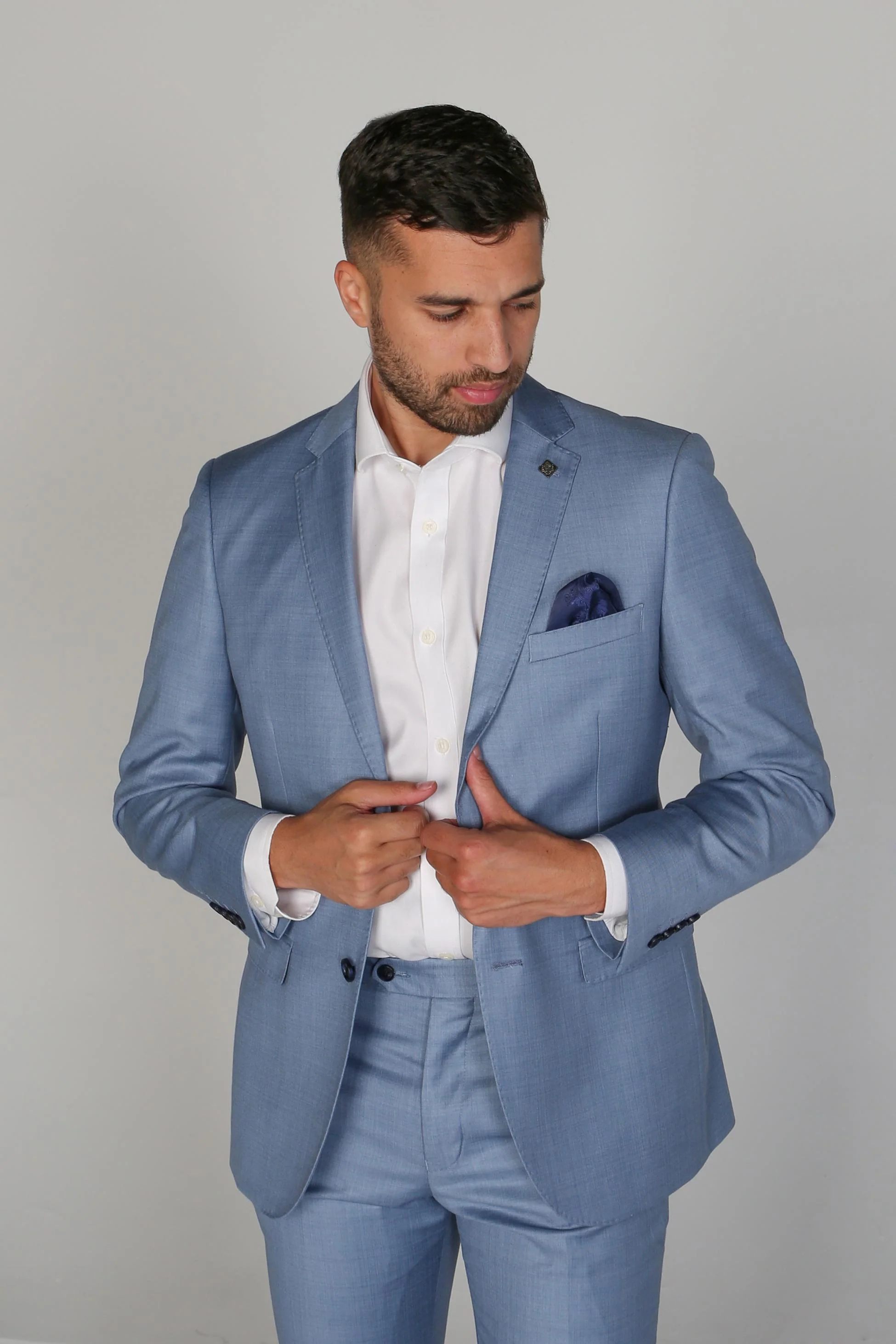 Men's Tailored Fit Formal Suit Jacket - CHARLES - Blue