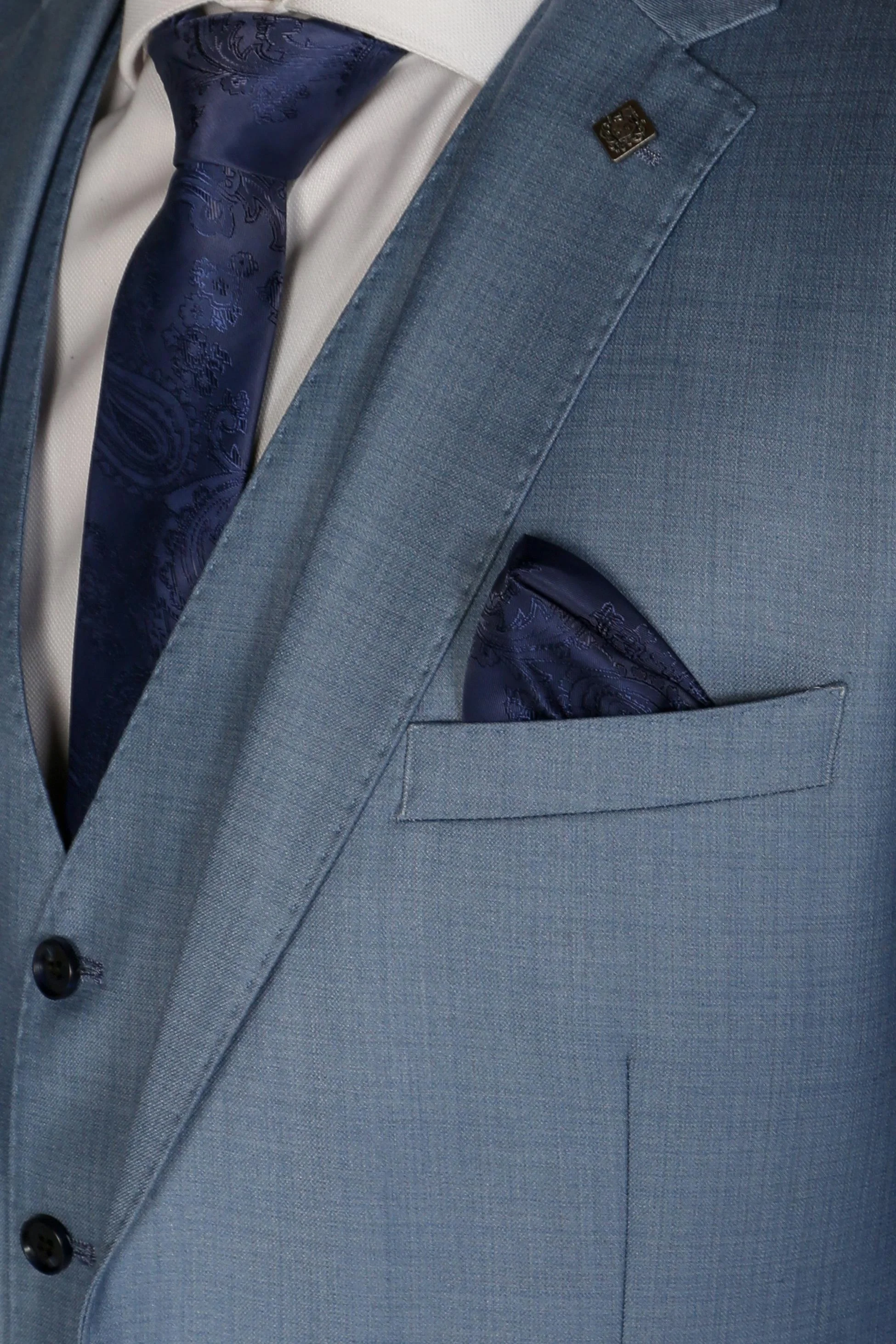 Men's Tailored Fit Formal Suit Jacket - CHARLES - Blue - Image 4