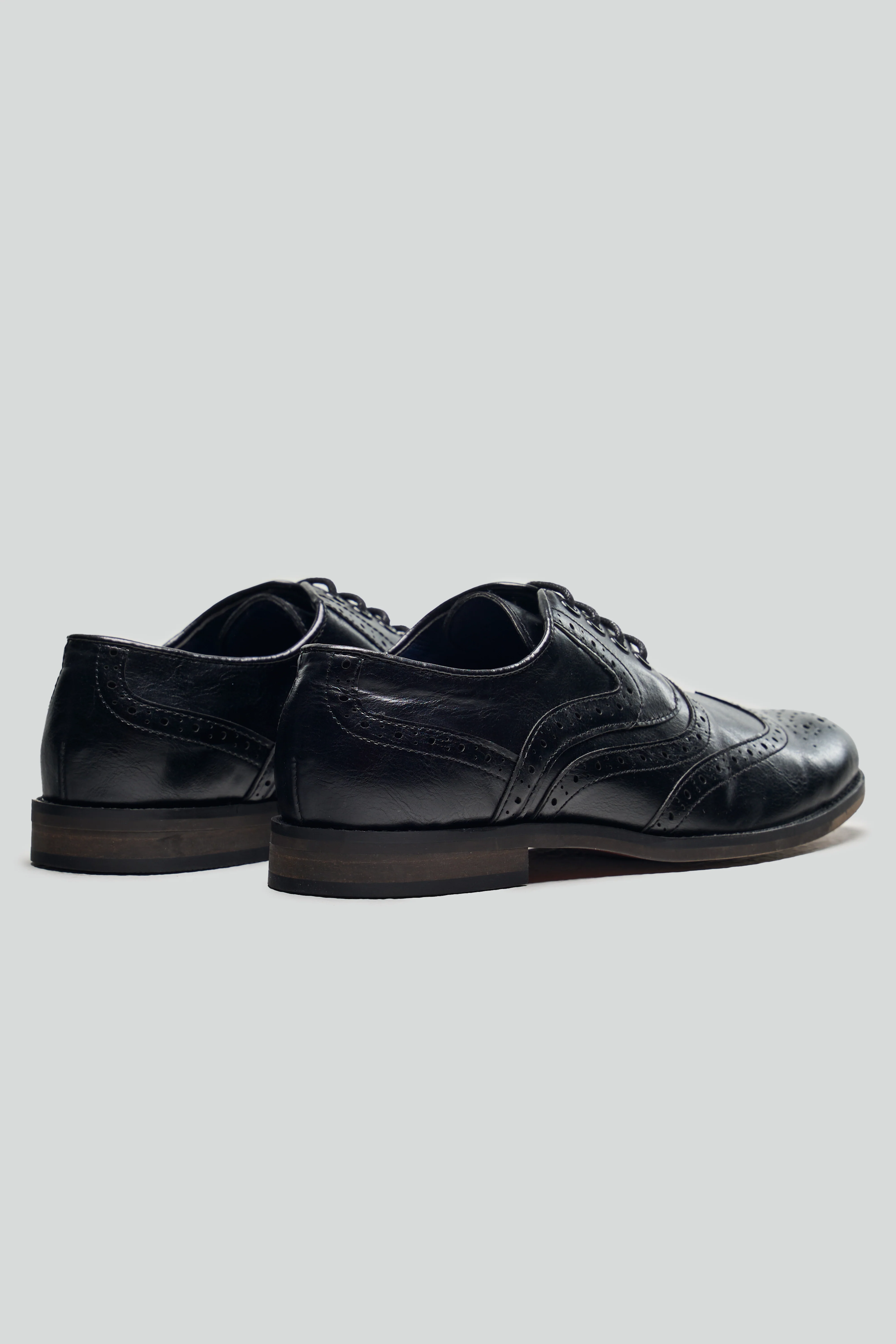Men's Lace Up Oxford Brogue Dress Shoes - Russel - Black - Image 4