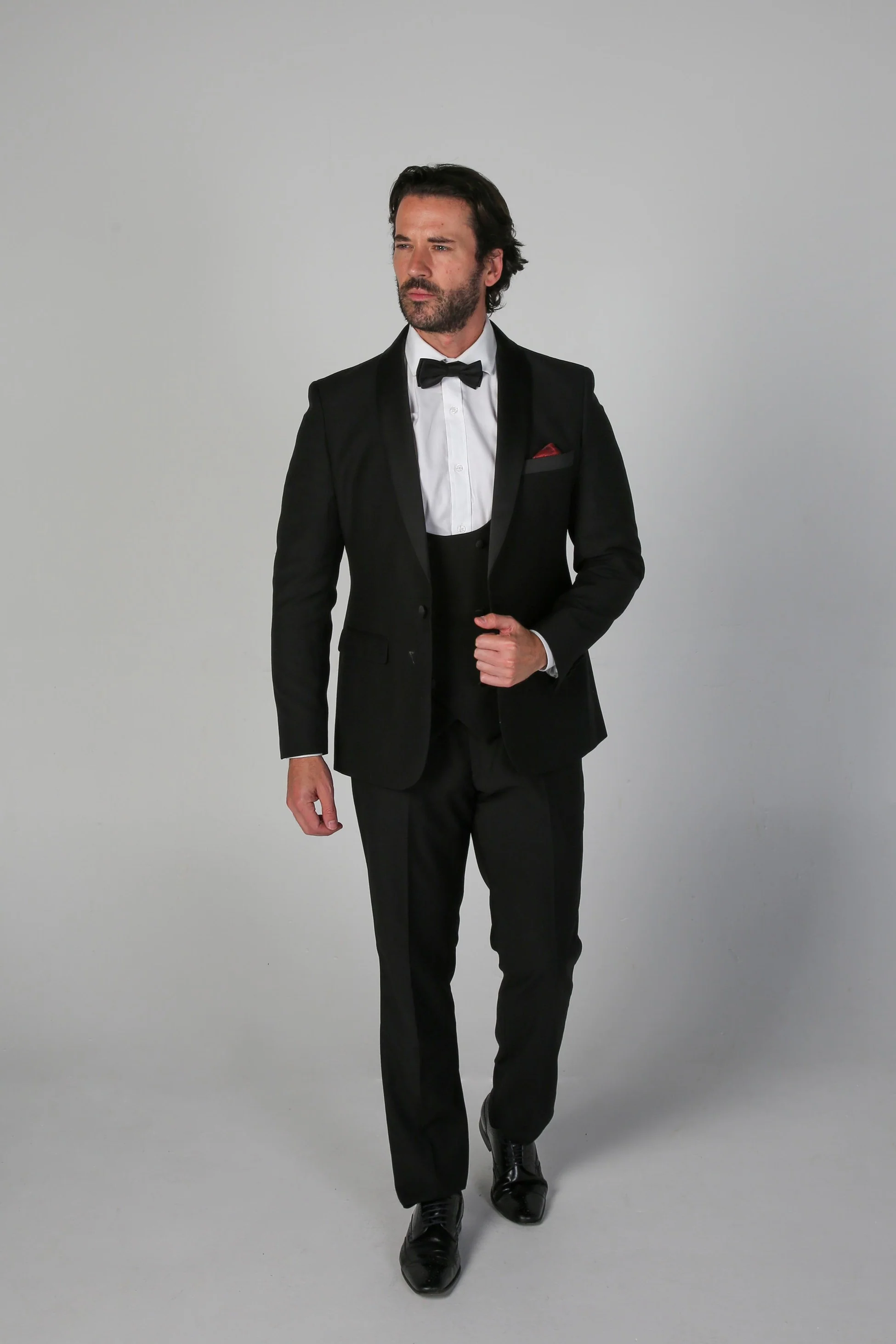 Men's Black Tailored fit Tuxedo Dinner Suit Jacket - FORD - Image 2