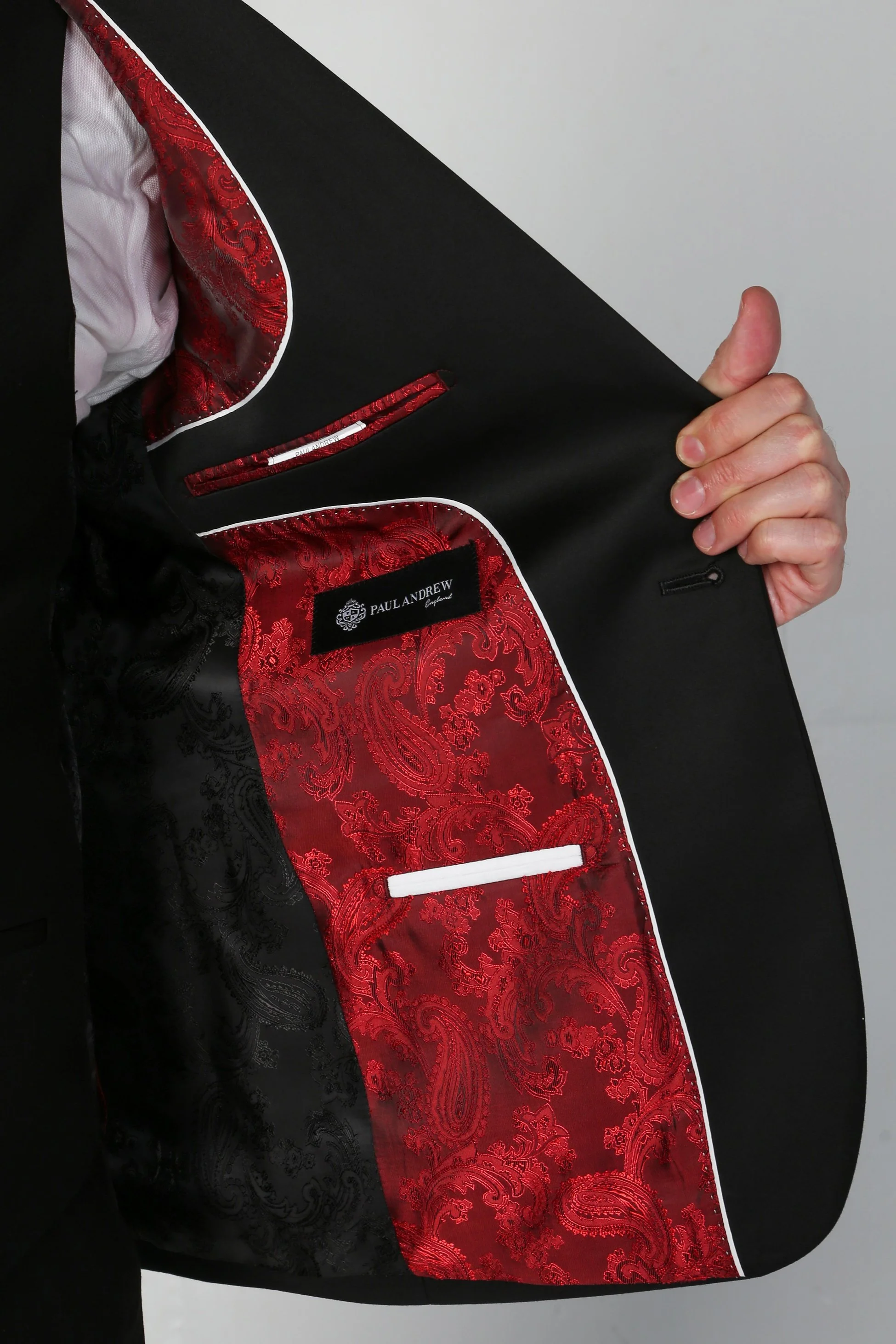 Men's Black Tailored fit Tuxedo Dinner Suit Jacket - FORD - Image 4