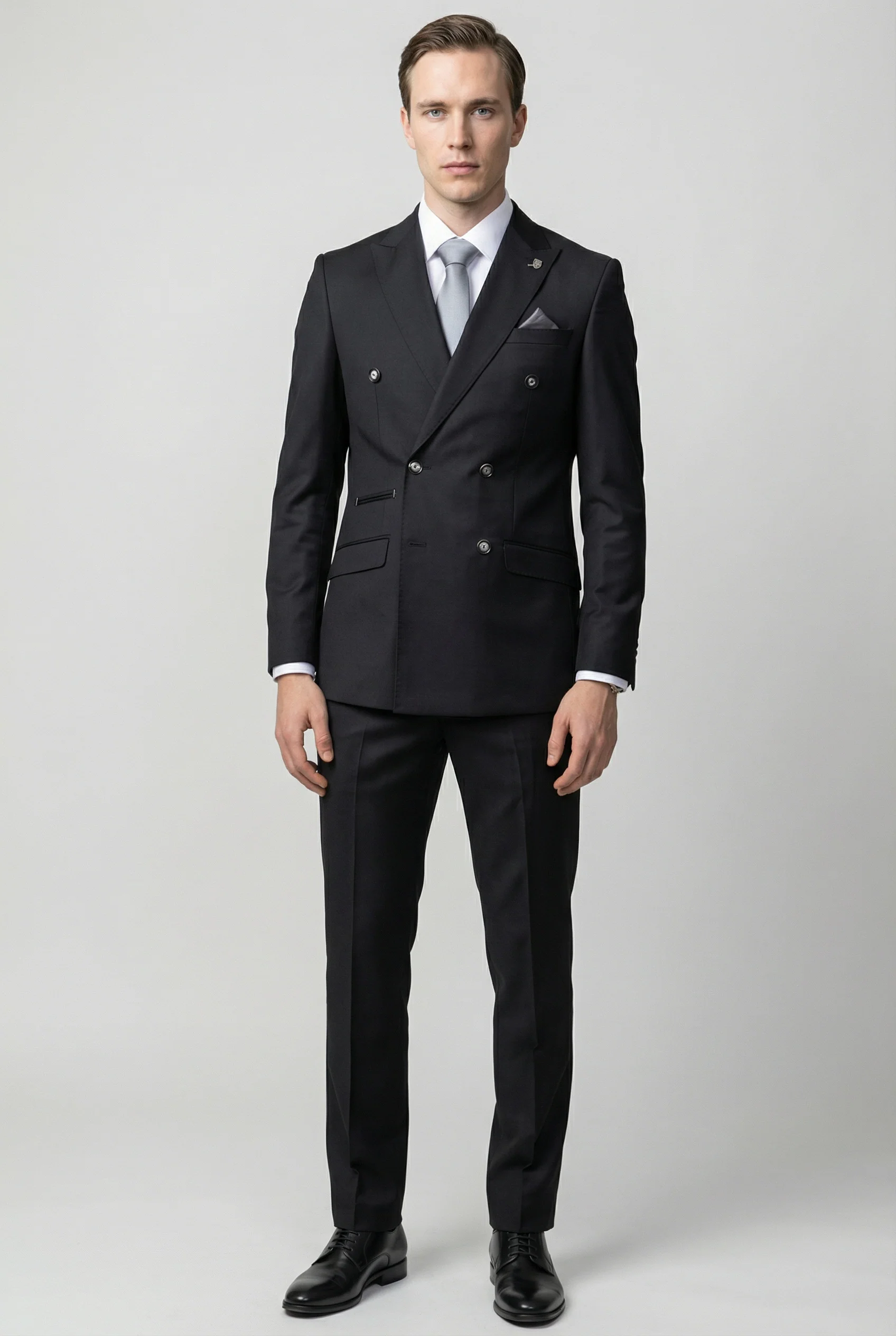 Men’s 2 Piece Double Breasted Formal Suit - CARSON BLACK - Image 2