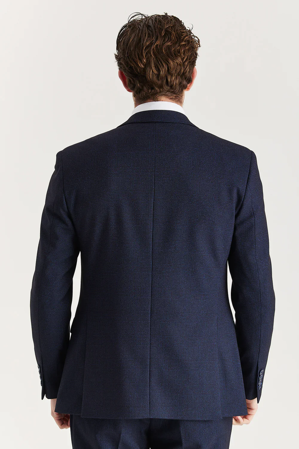 Men’s 3-Piece Glen Check Tweed Like Suit - Regent - Navy - Image 4
