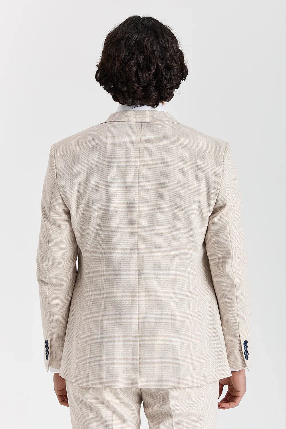 Men’s 3-Piece Glen Check Tweed Like Suit - Regent - Cream - Image 3