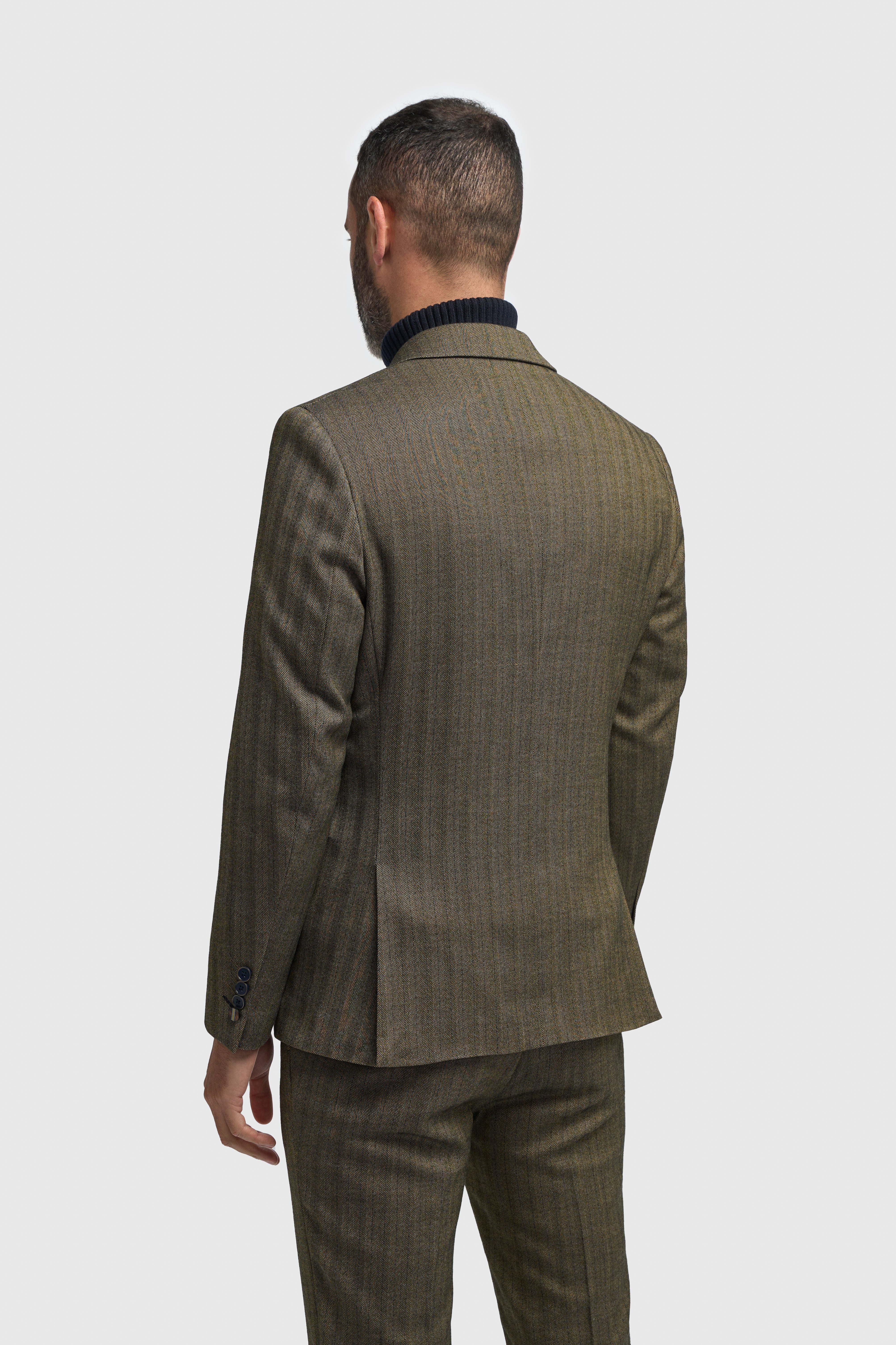 Men’s 3-Piece Herringbone Formal Suit - Damon - Sage Green - Image 3