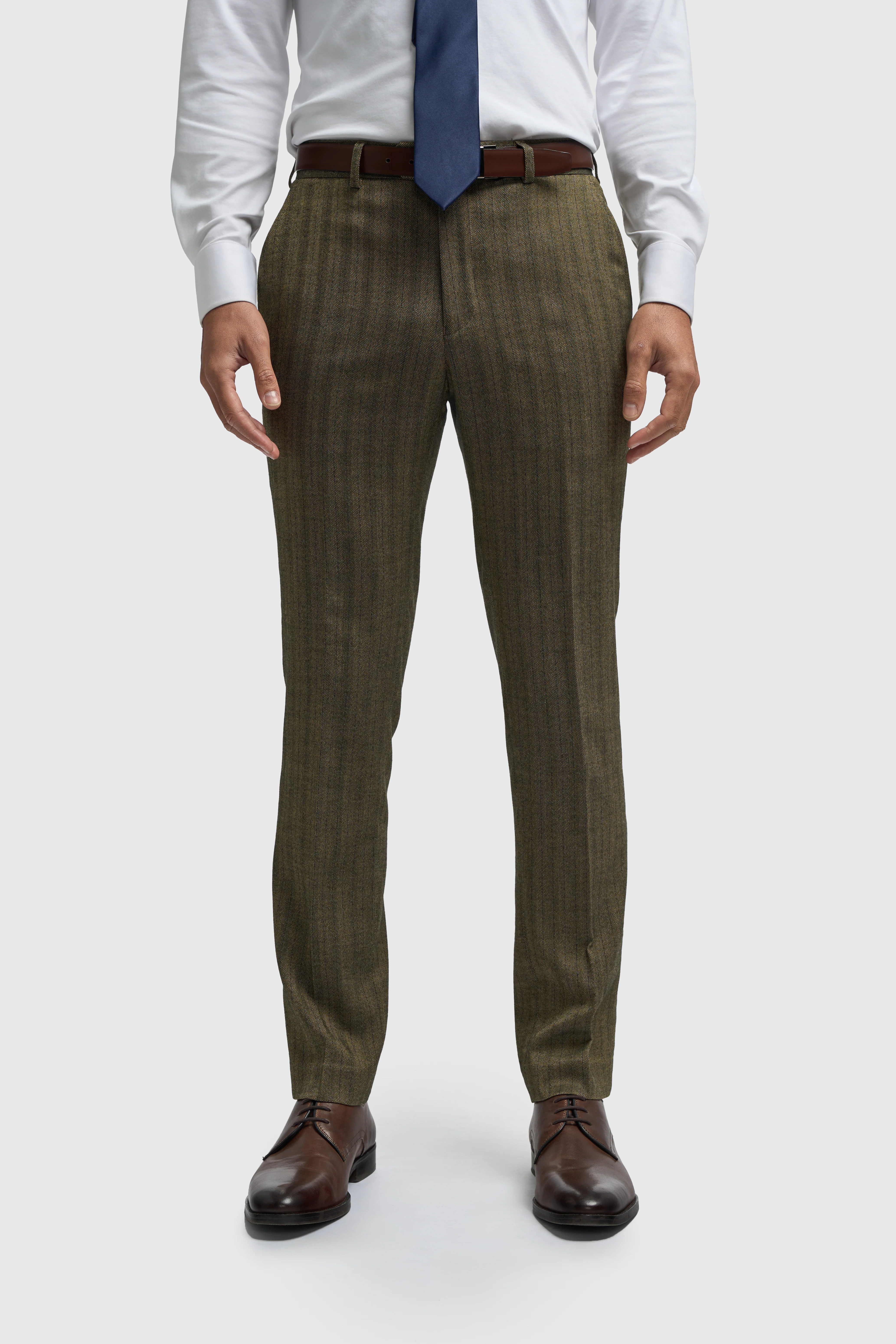 Men’s 3-Piece Herringbone Suit with Double Breasted Waistcoat - Damon - Sage Green - Image 7