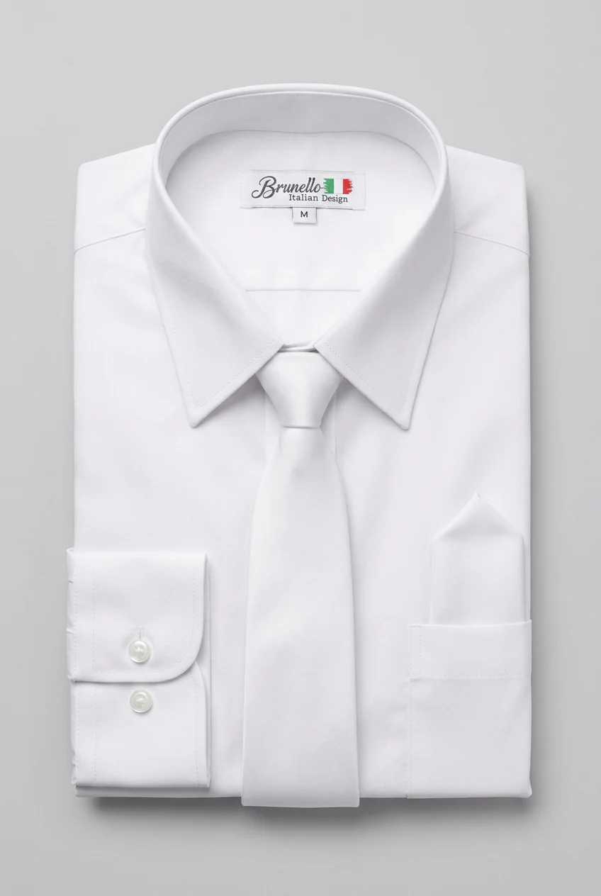 Men’s 3-Piece Long Sleeve Formal Shirt Set - Brunella - White - Image 2