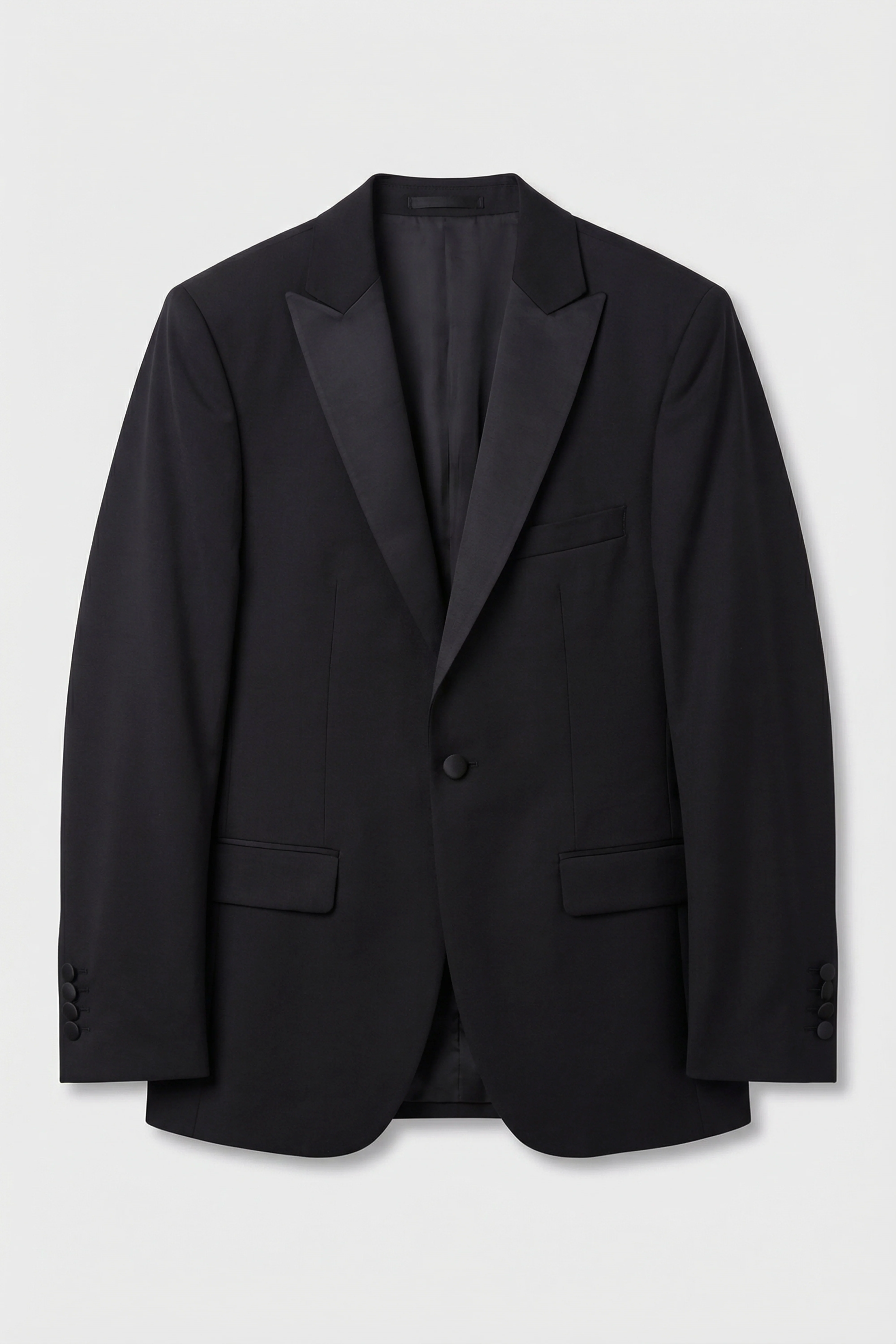 Men’s 3-Piece Satin Lapel Tuxedo Suit with Double Breasted Waistcoat - Black - Image 7