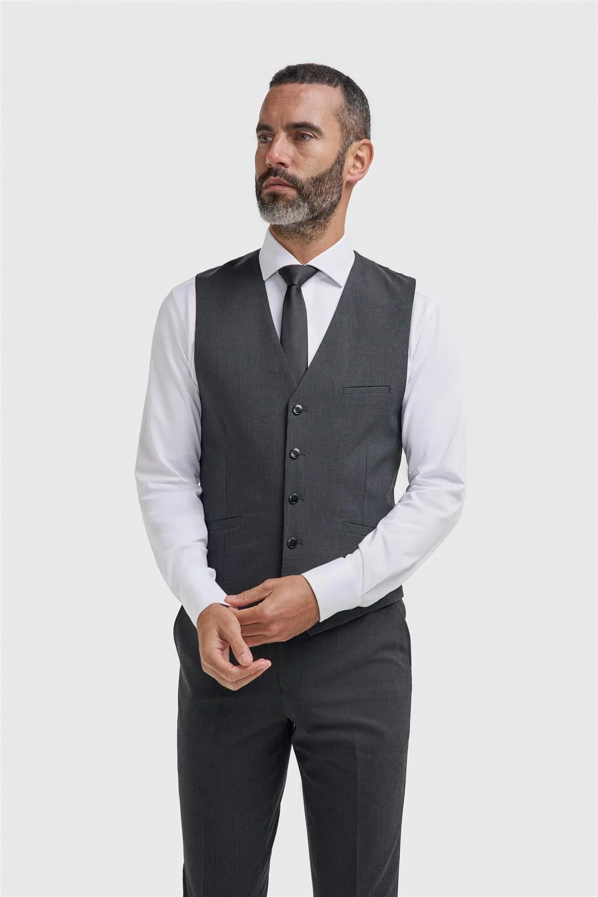 Men’s 3-Piece Slim Fit Formal Suit - Malibu - Charcoal Grey - Image 4