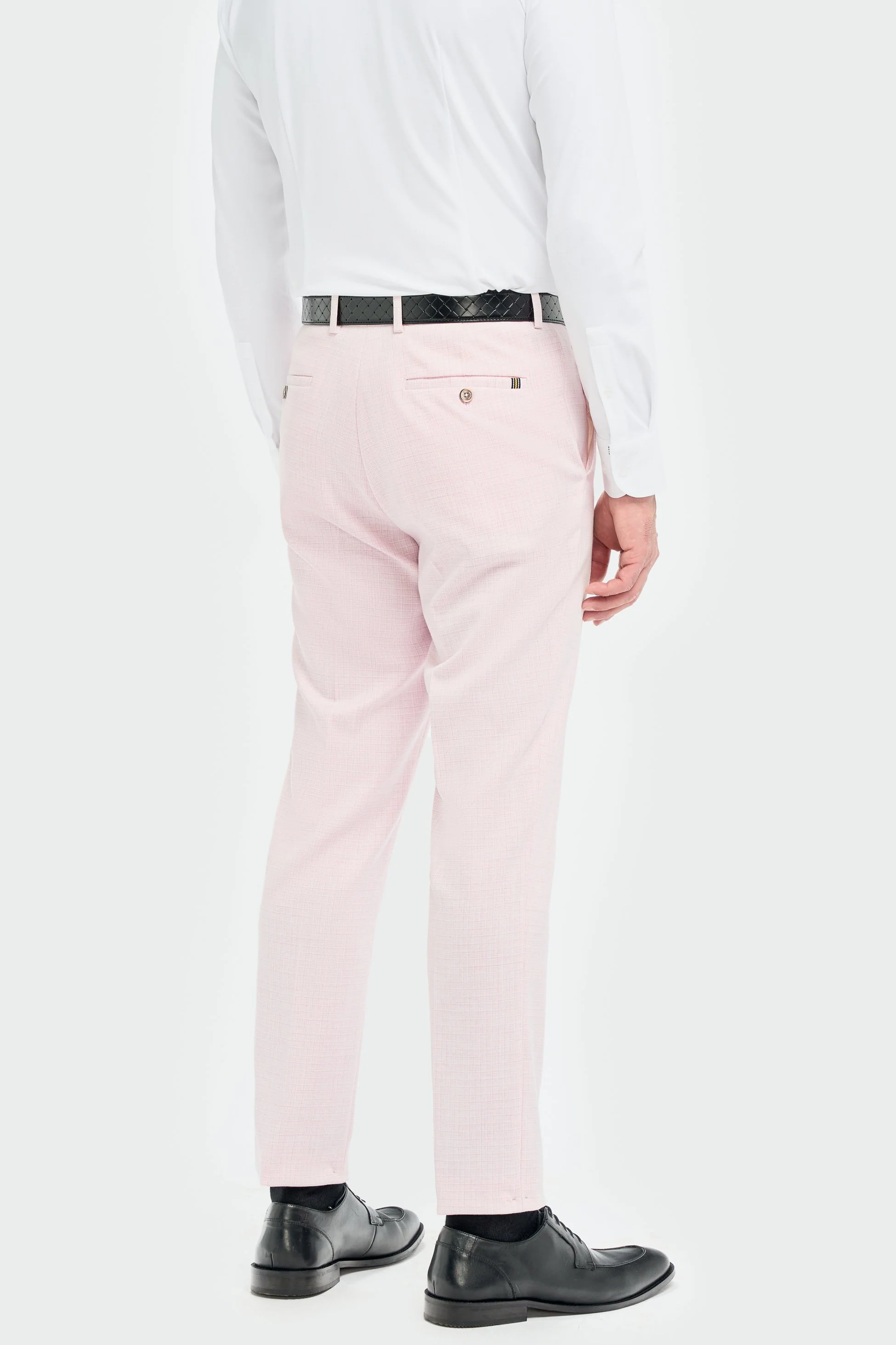 Men’s 3-Piece Slim Fit Textured Formal Suit - Tropez -  Mauve Pink - Image 10