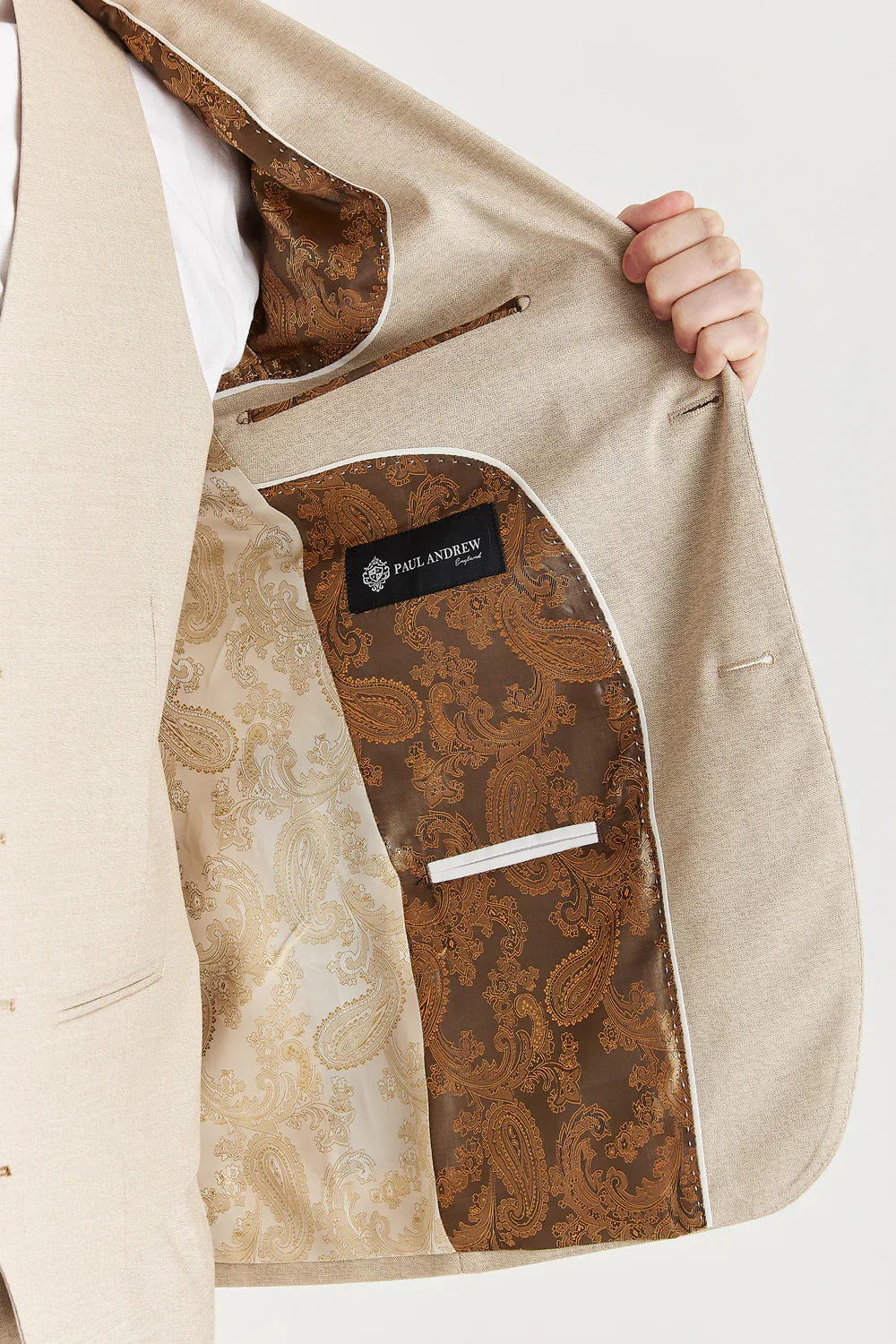 Men’s 3-Piece Tailored Fit Formal Suit - Belmont - Beige - Image 8