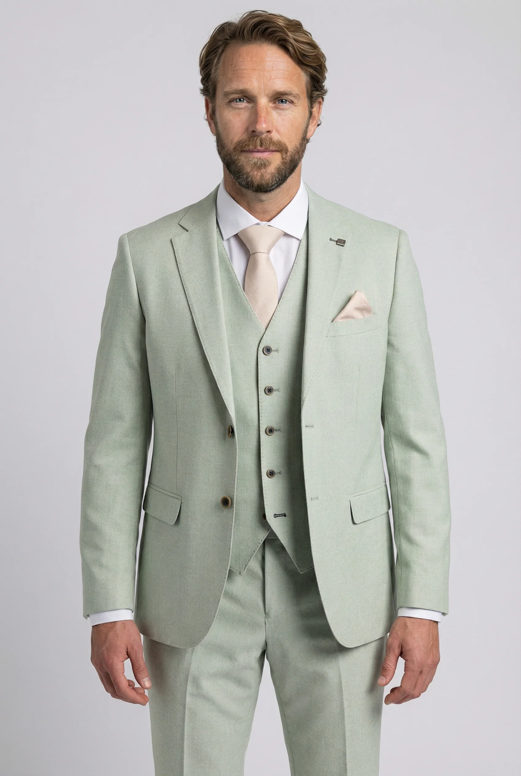 Men’s 3-Piece Tailored Fit Formal Suit - Belmont - Sage Green