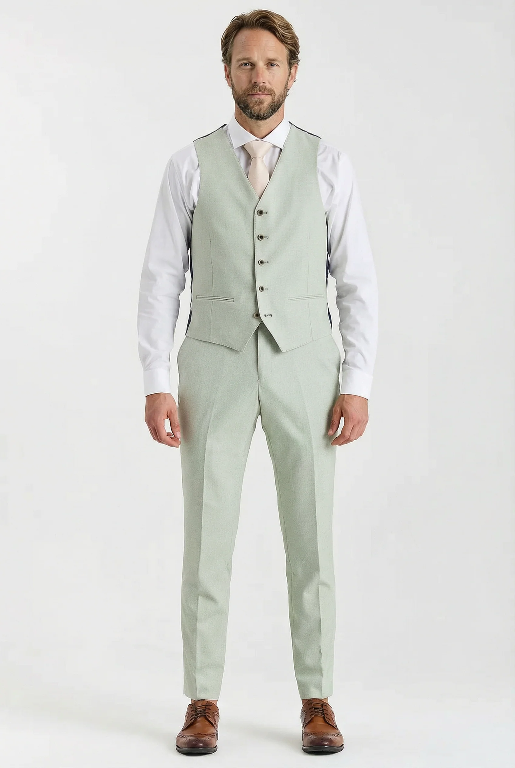 Men’s 3-Piece Tailored Fit Formal Suit - Belmont - Sage Green - Image 5