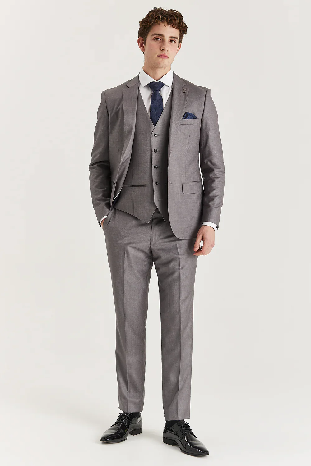 Men’s 3-Piece Tailored Fit Formal Suit - Edward - Grey - Image 2