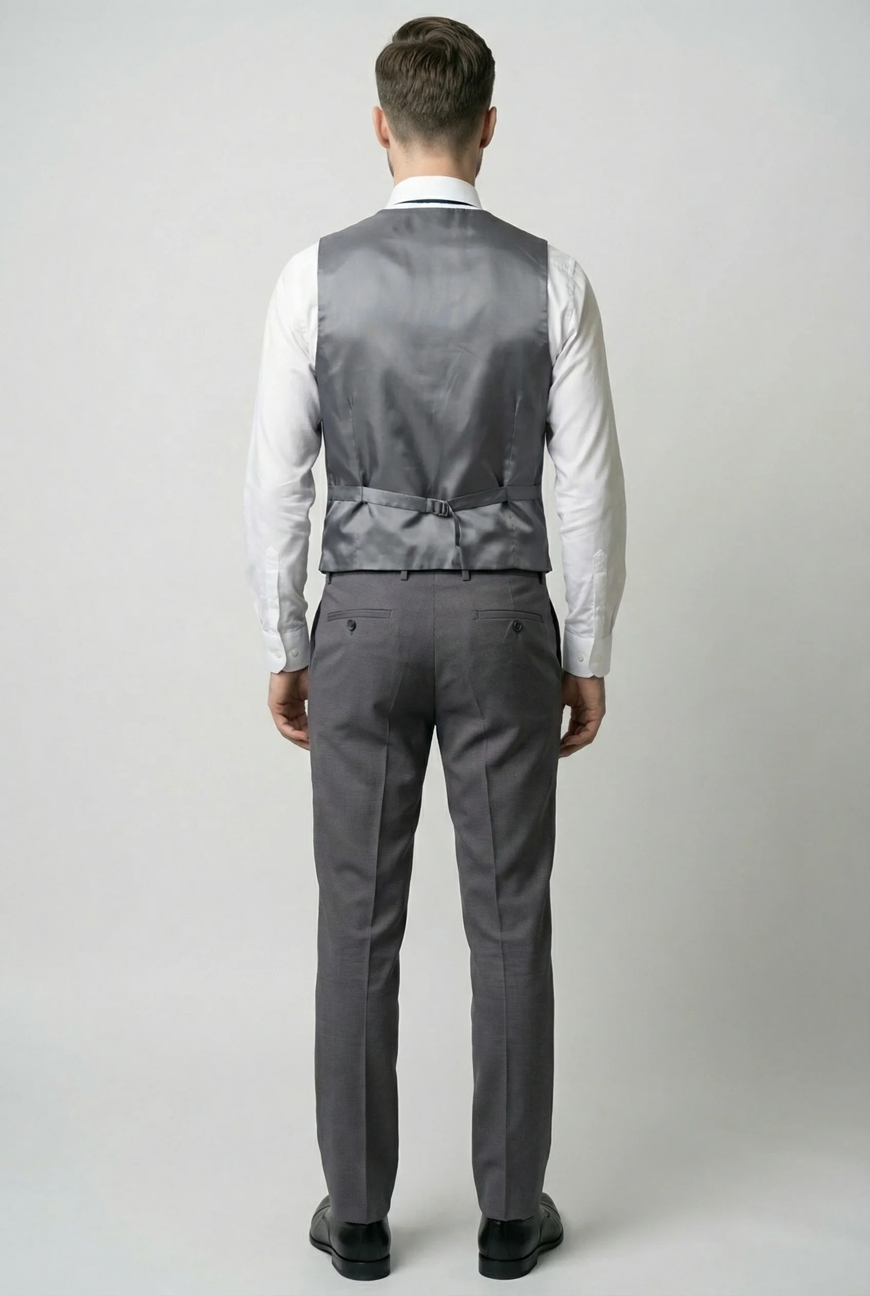 Men’s 3-Piece Textured Suit with Double-Breasted Waistcoat - CORE - Grey - Image 8