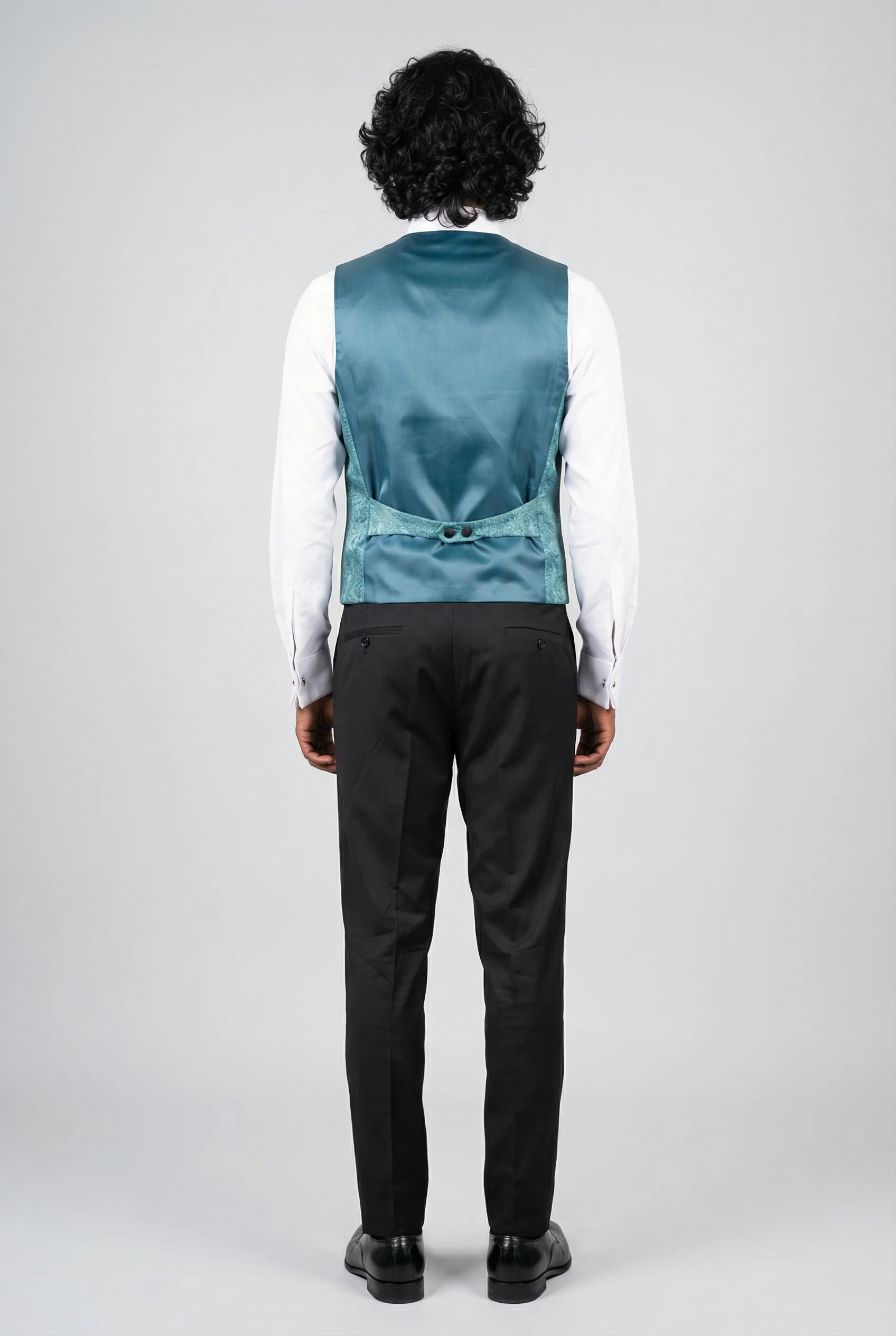 Men’s 4-Piece Cotton Blend Jacquard Tuxedo Suit with Double Breasted Waistcoat - Vincent -Green - Image 5