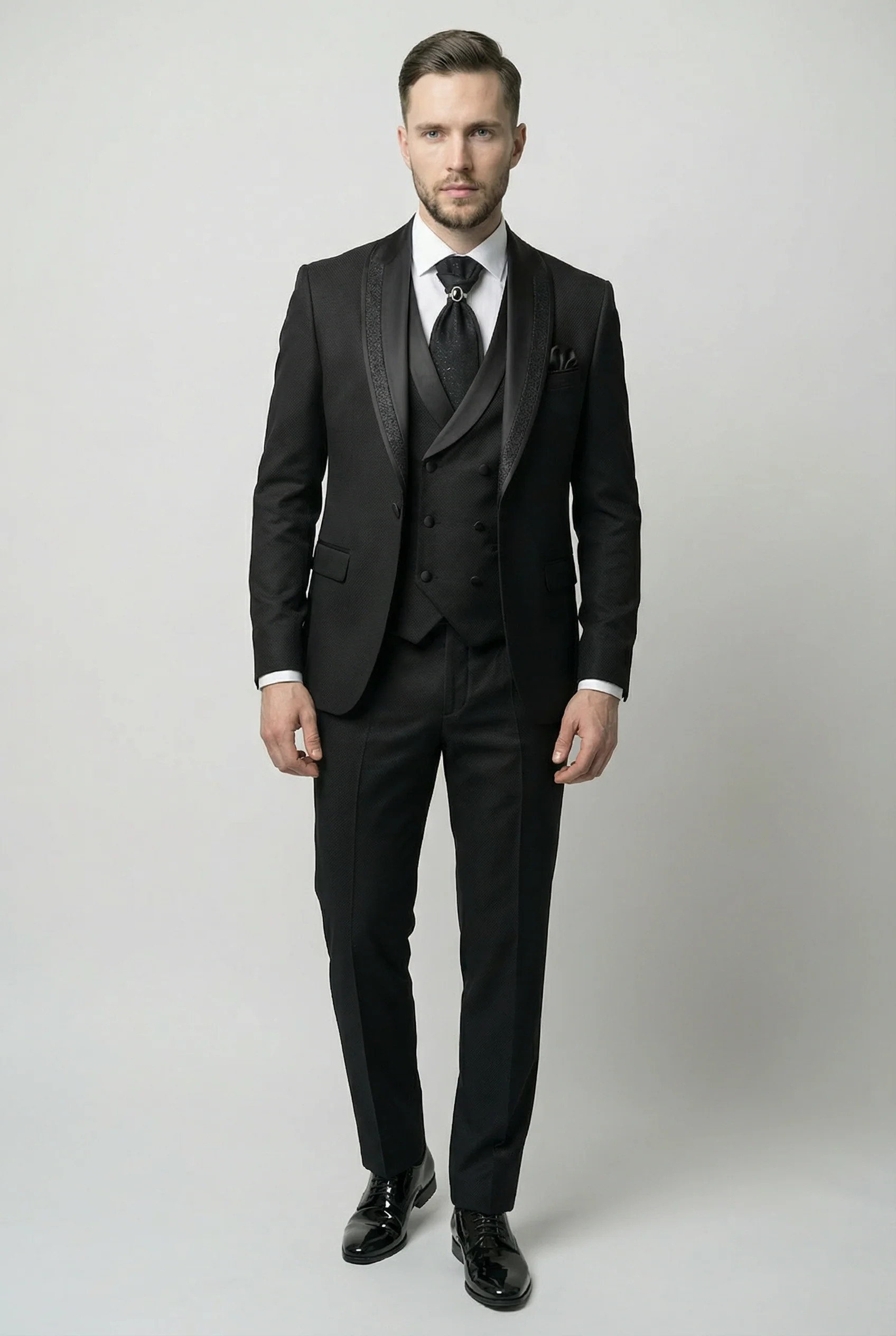 Men’s 5-Piece Black Tuxedo Wedding Suit Set - Image 2