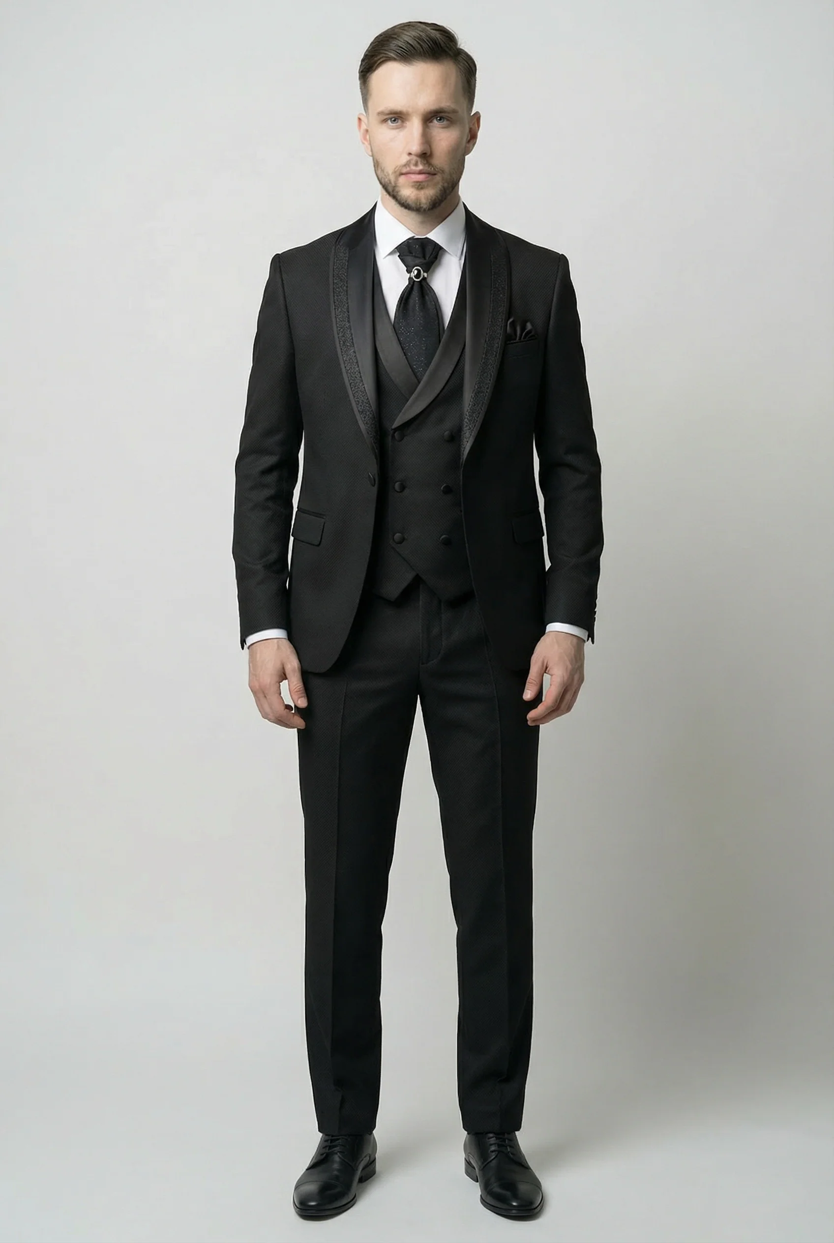 Men’s 5-Piece Black Tuxedo Wedding Suit Set - Image 4