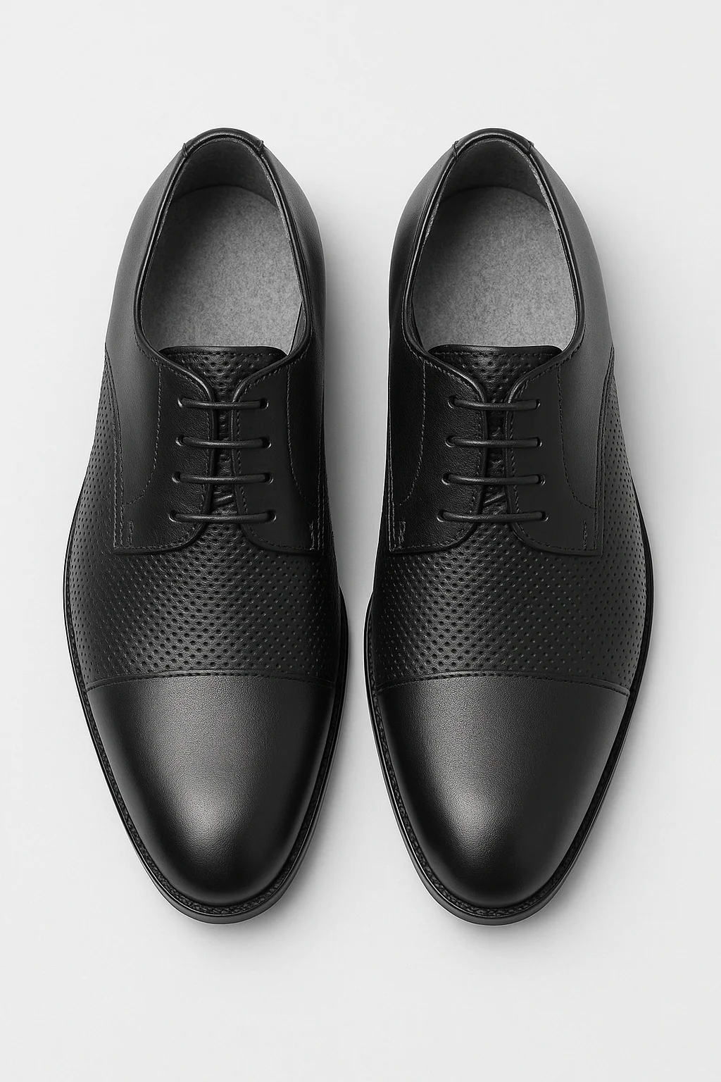 Men’s Cap Toe Derby Dress Shoes - GROSVENOR - Matt Black - Image 2