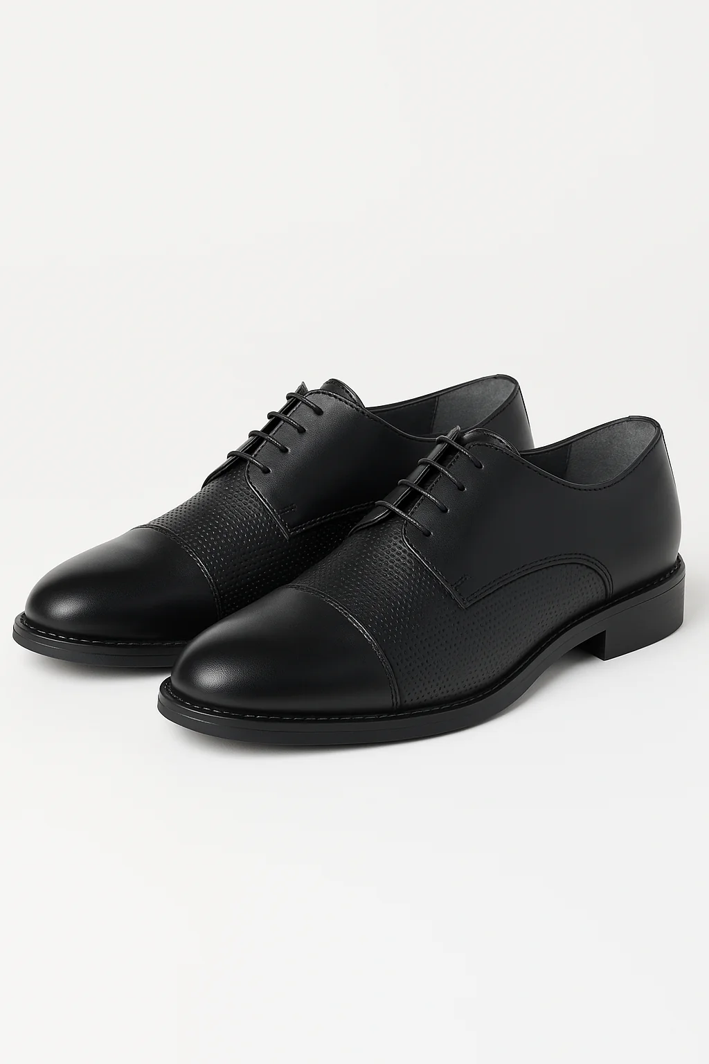 Men’s Cap Toe Derby Dress Shoes - GROSVENOR - Matt Black - Image 3