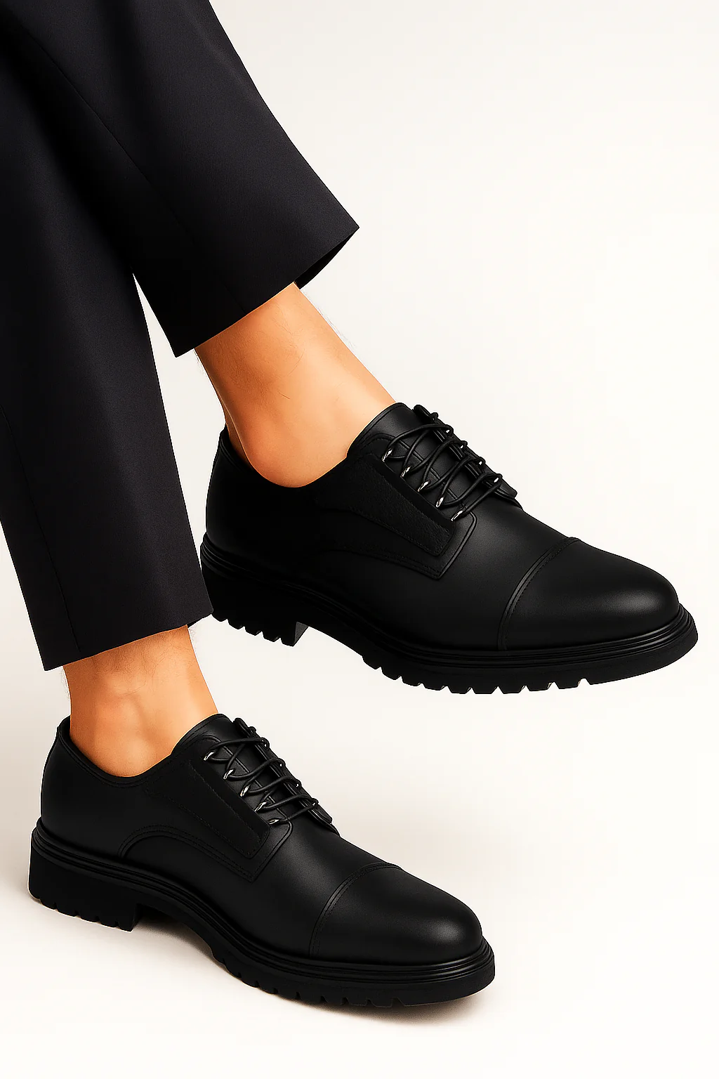 Men’s Cap-Toe Derby Shoes - Windsor - Black - Image 4