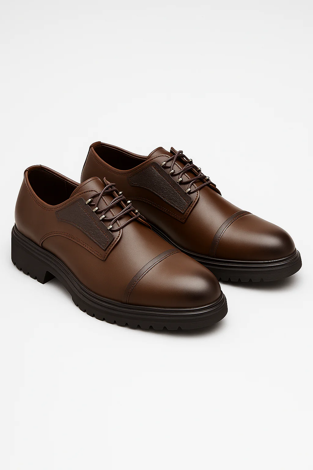 Men’s Cap-Toe Derby Shoes - Windsor - Chocolate - Image 3